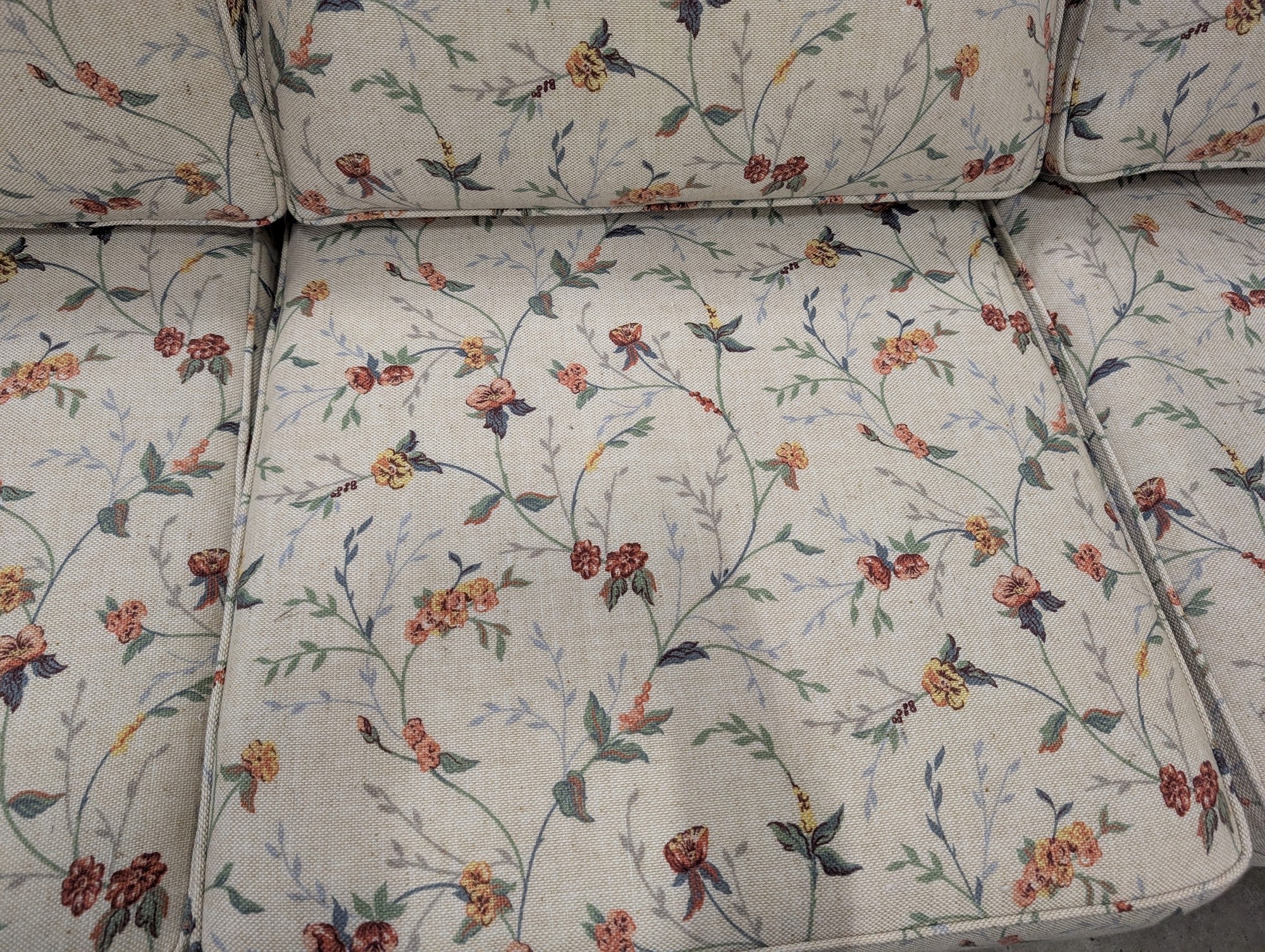 Vintage-Style Floral Upholstered Three-Seat Sofa