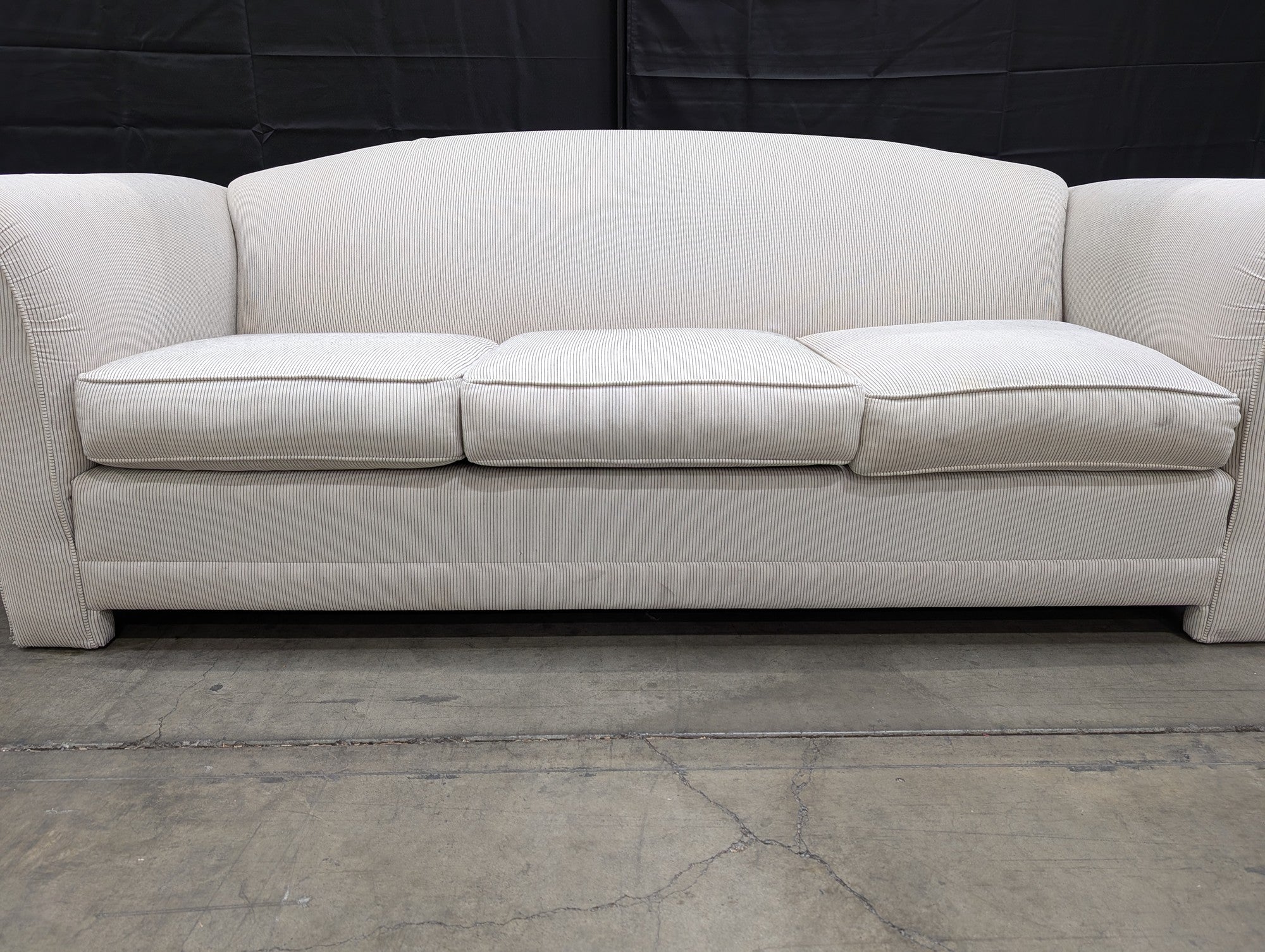 BAUHAUS Pinstripe Three-Seater Sofa with Rolled Arms