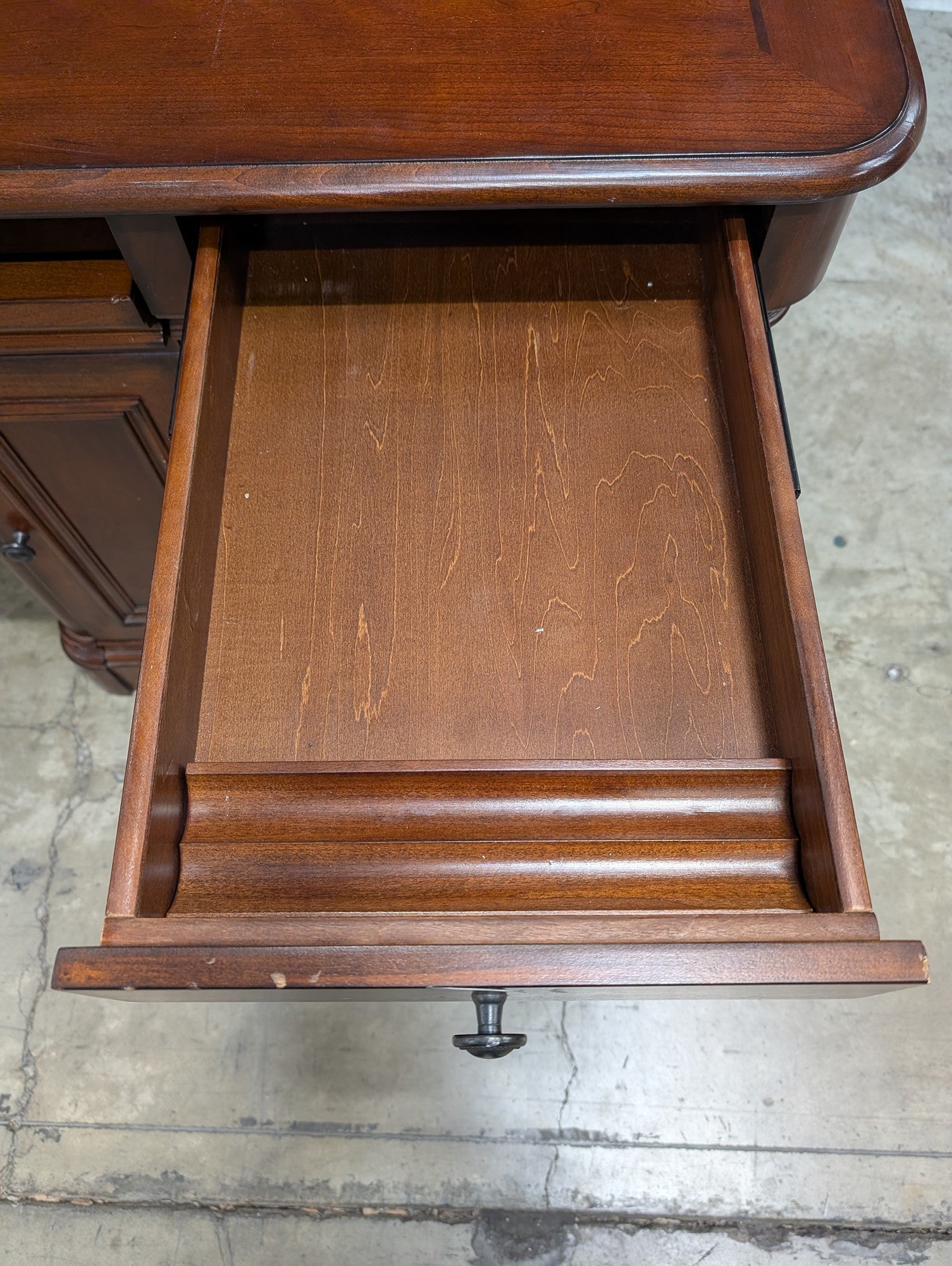 Traditional Dark Wood Office Desk with Hutch and Storage