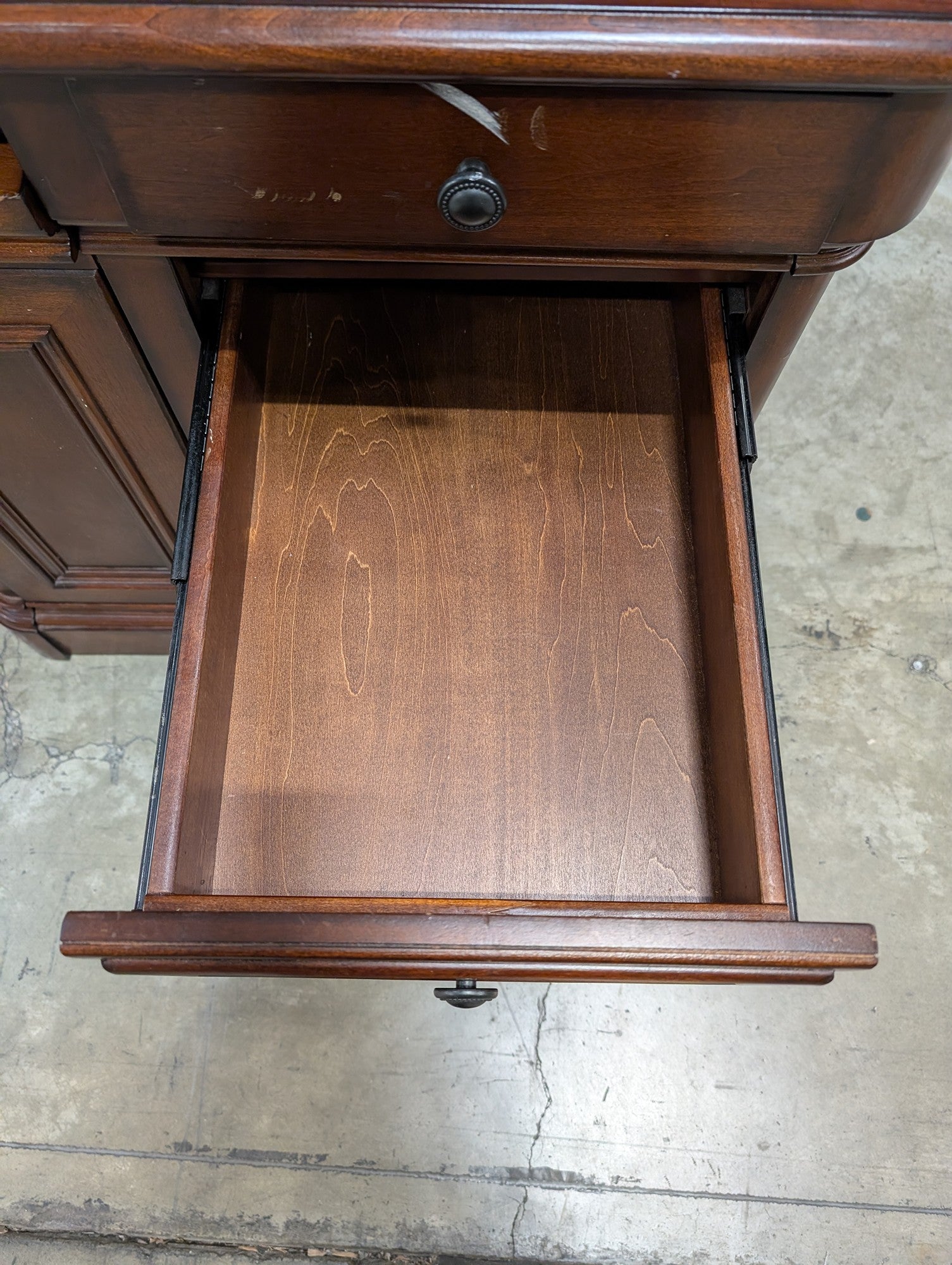 Traditional Dark Wood Office Desk with Hutch and Storage