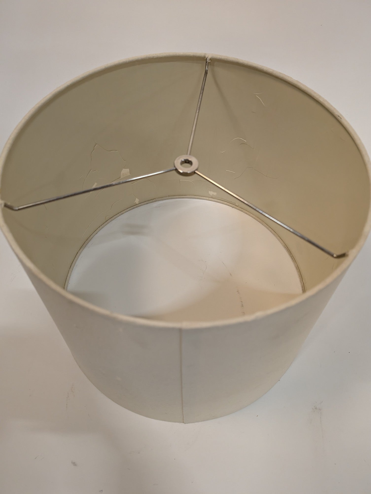 Neutral Cylindrical Fabric Lampshade with Spider Fitter