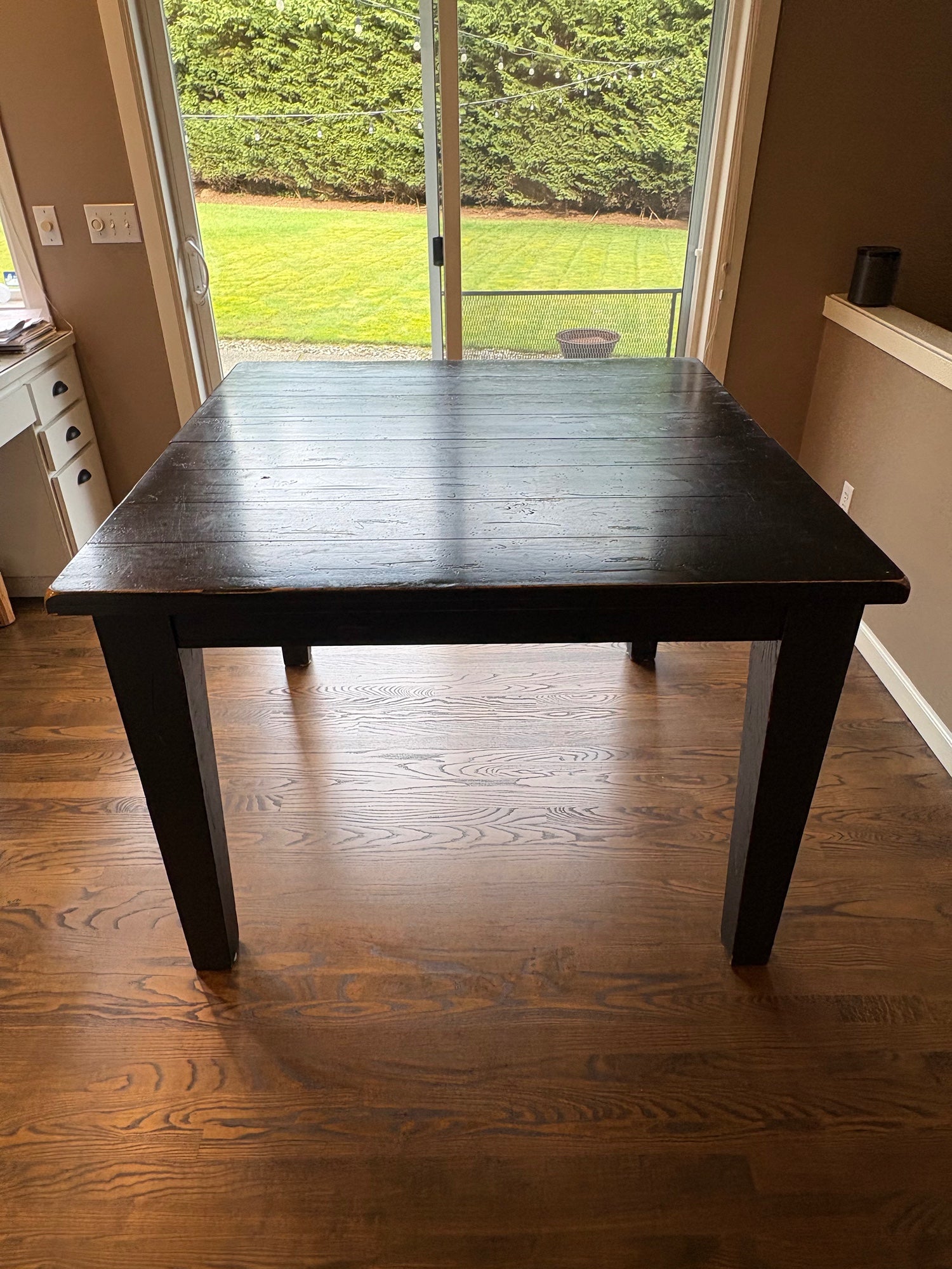 Rustic Dark Stained Wood Rectangular Dining Table