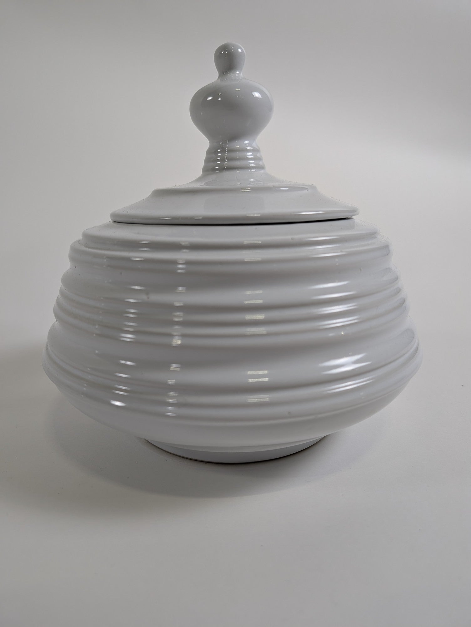 TRAM Ribbed Ceramic Lidded Storage Jar
