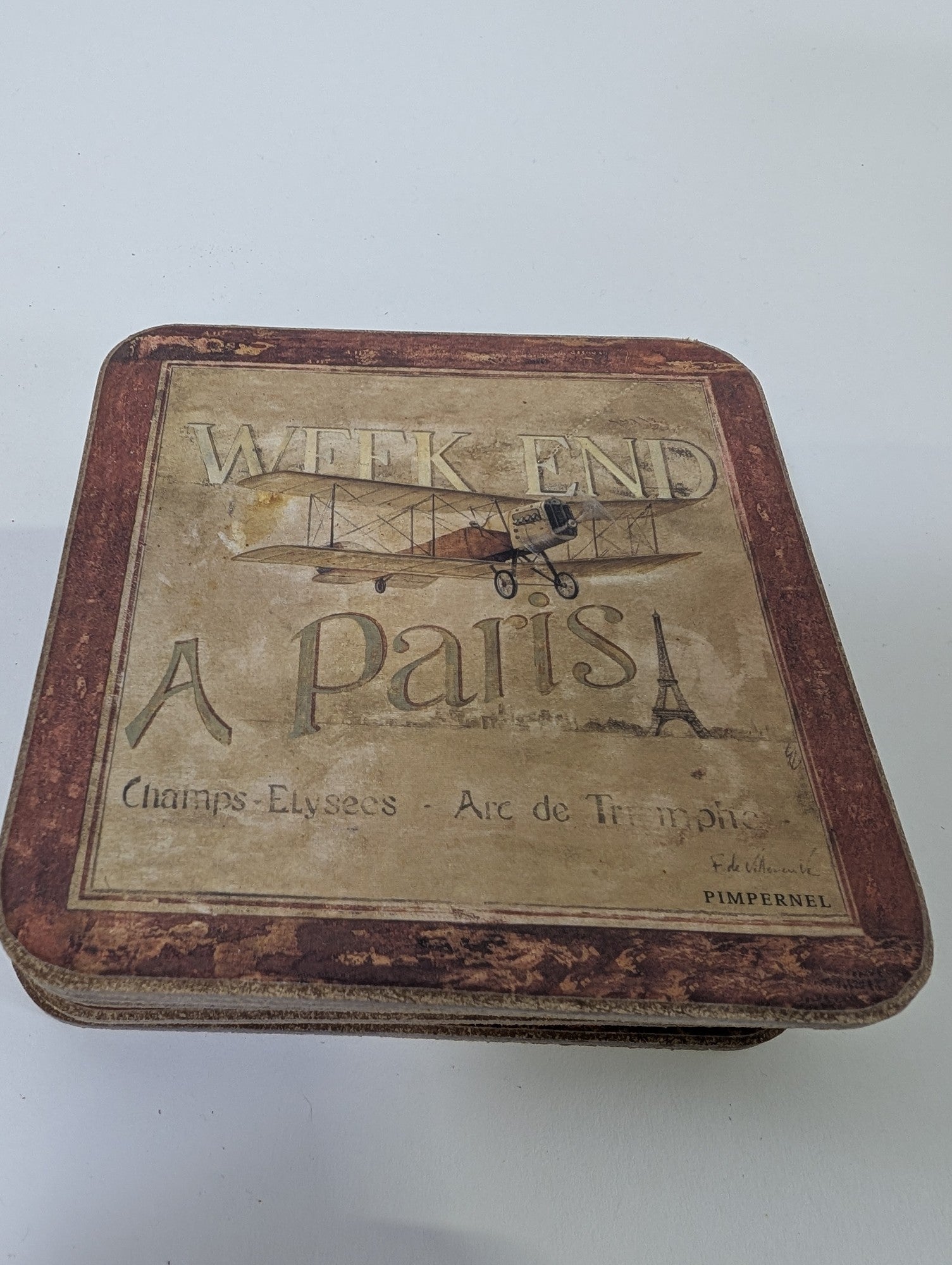 PIMPERNEL Parisian Vintage Style Airplane Coasters Set of 6