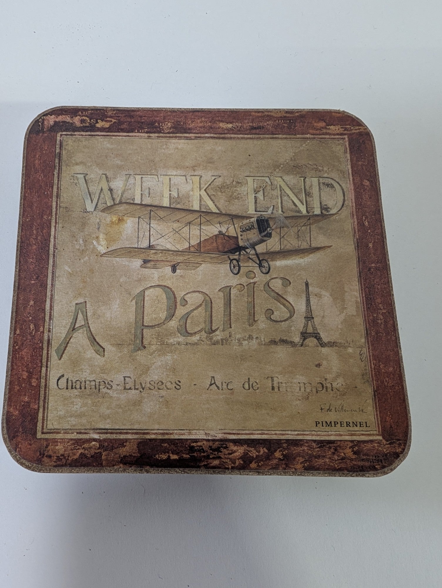 PIMPERNEL Parisian Vintage Style Airplane Coasters Set of 6