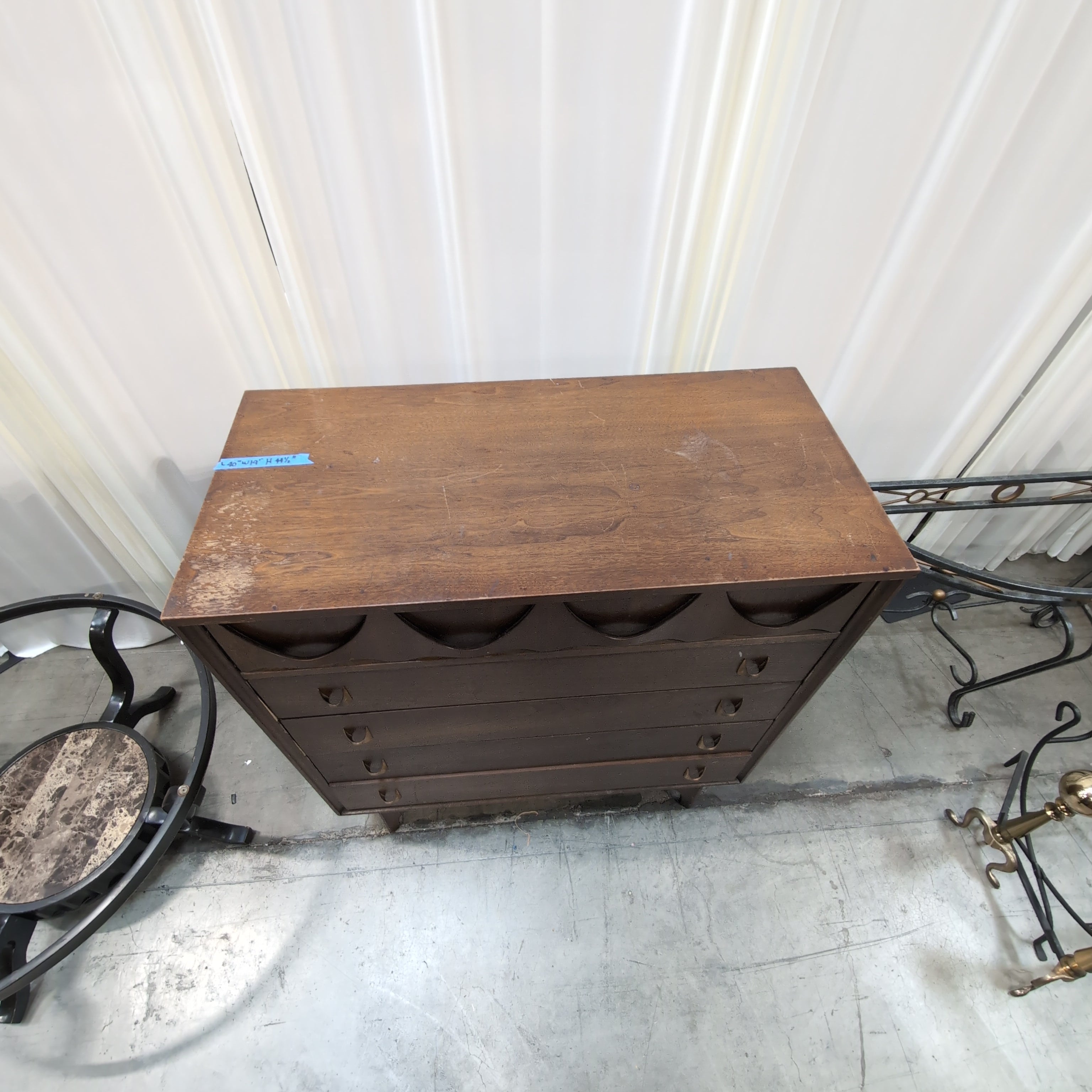 Mid-Century Modern Five-Drawer Dresser in Dark Wood