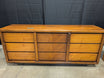 Mid-Century Modern Wood Dresser by Lane - 9 Drawers, Chevron Detail