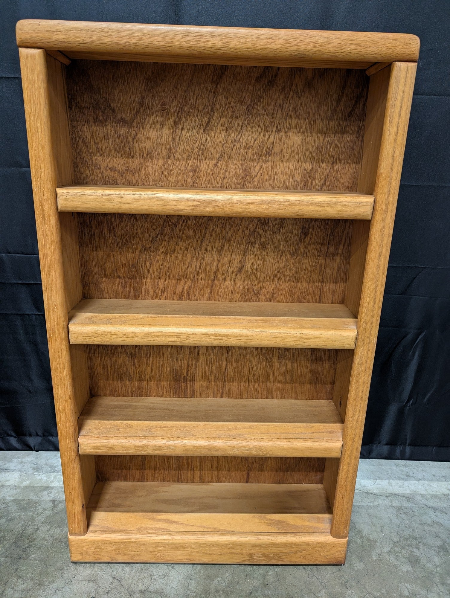 Sturdy Wood Bookcase with Rounded Top & Four Shelves - Light Brown