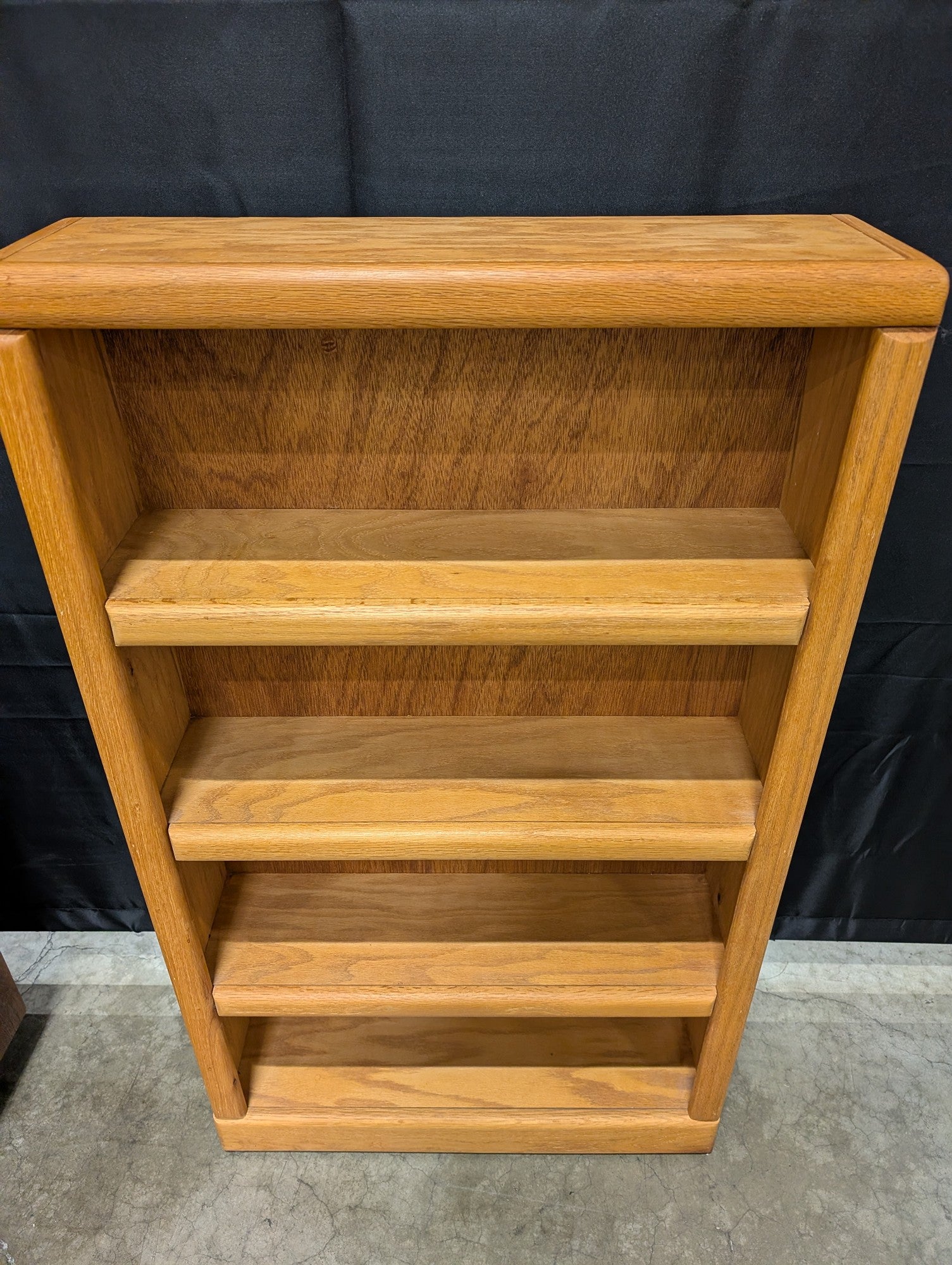 Sturdy Wood Bookcase with Rounded Top & Four Shelves - Light Brown