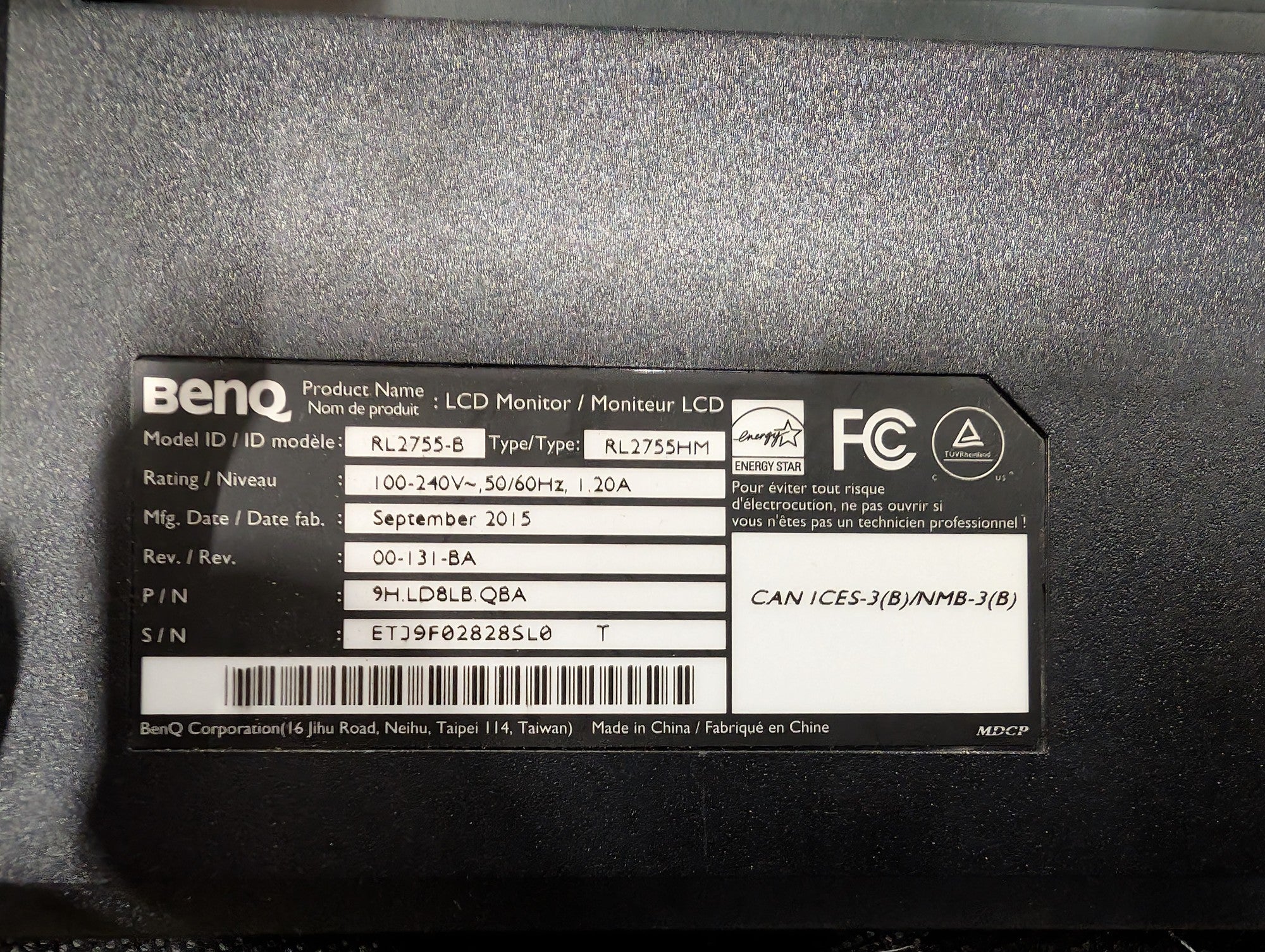 BenQ RL2755-B 27-inch LCD Gaming Monitor - Black, Energy Star Certified