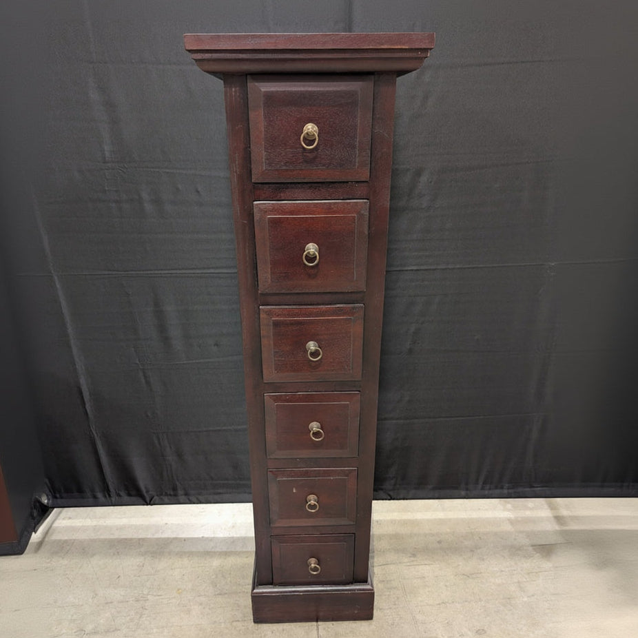 Traditional Tall Wood Lingerie Chest with 7 Drawers, Mahogany Finish