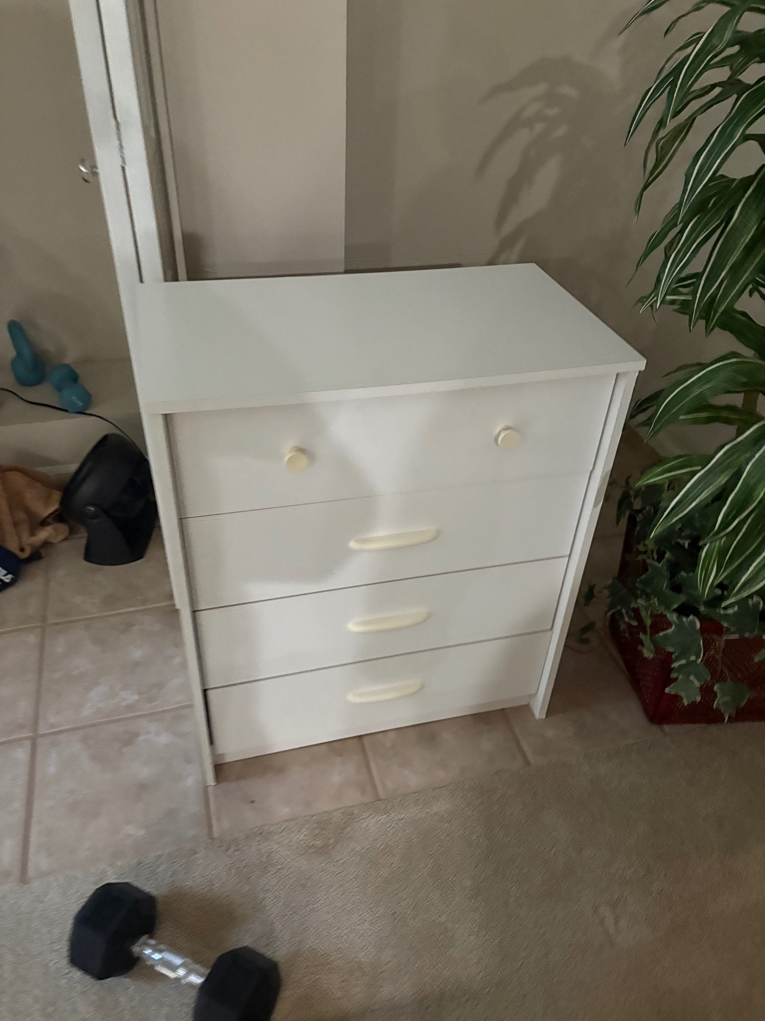 White Four-Drawer Storage Chest with Mixed Handles