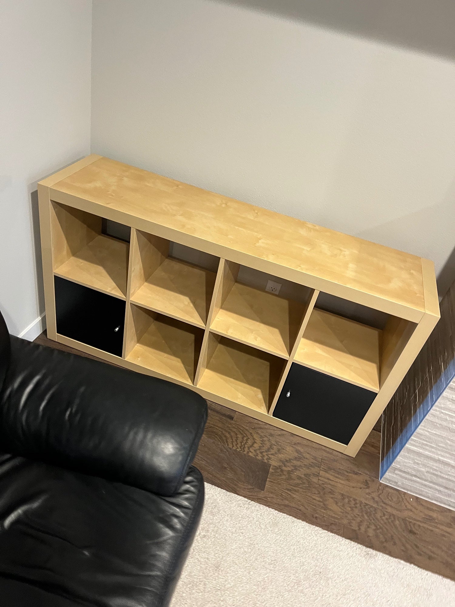 Versatile 8-Cubby Storage Unit with Black Door Inserts