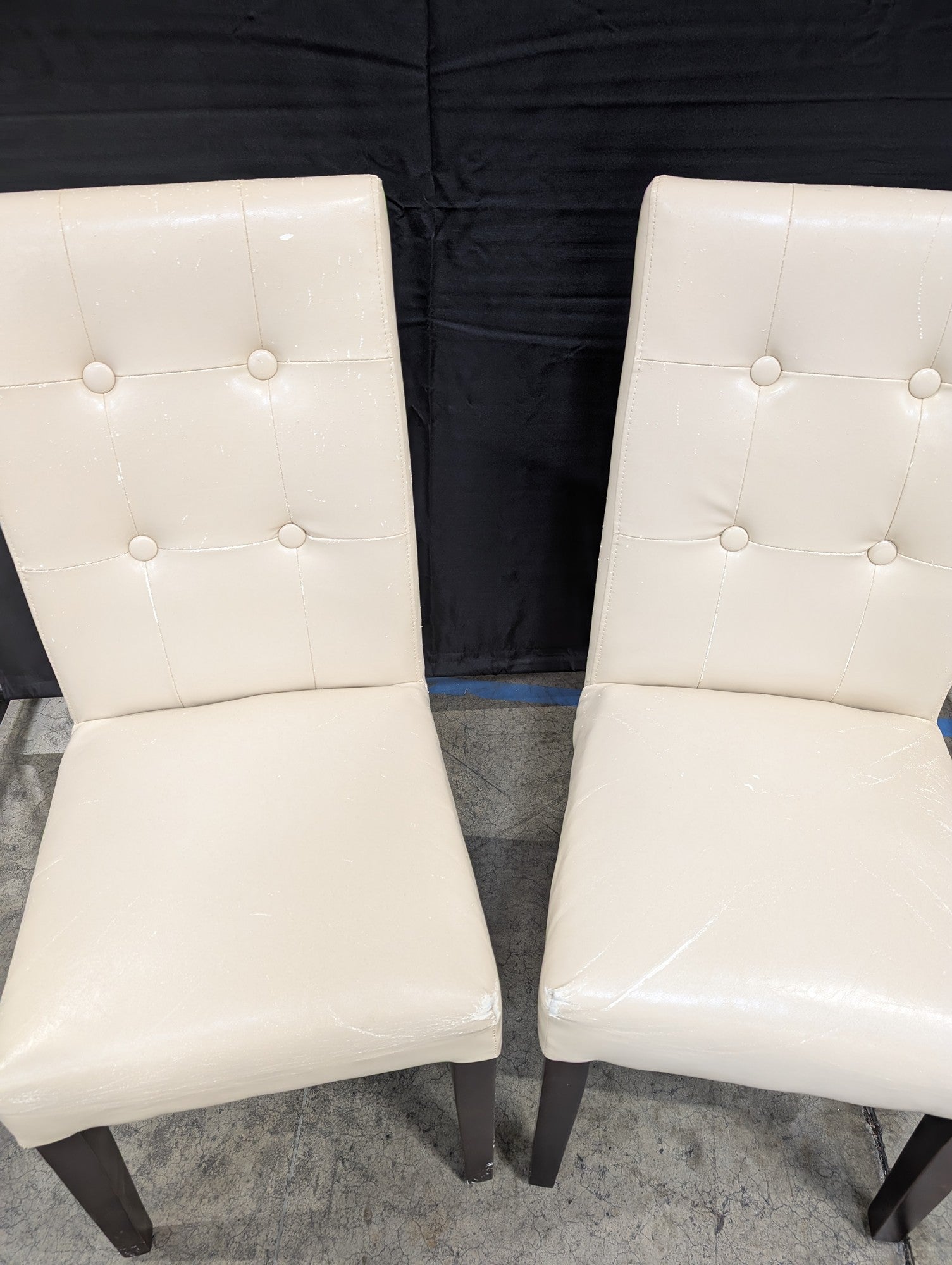 PairCream Faux Leather Button Tufted Dining Chairs