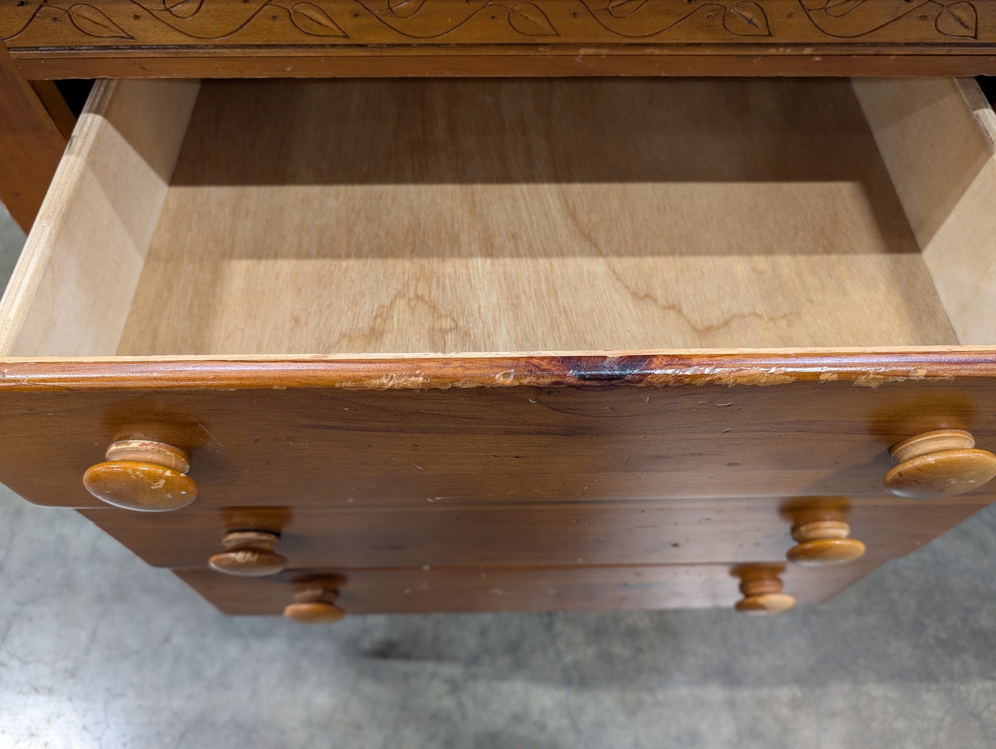 Rustic Pine Wood 3-Drawer Nightstand Chest