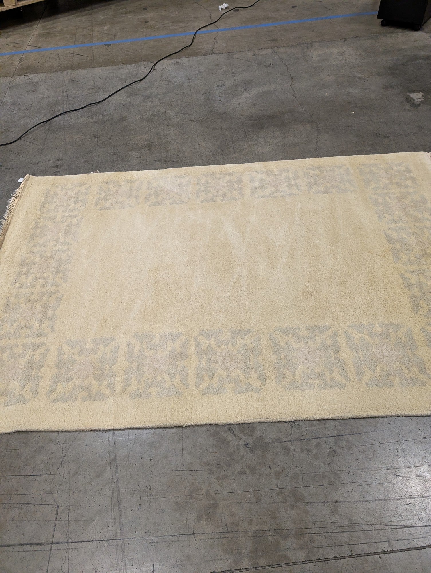 Neutral Toned Geometric Border Area Rug