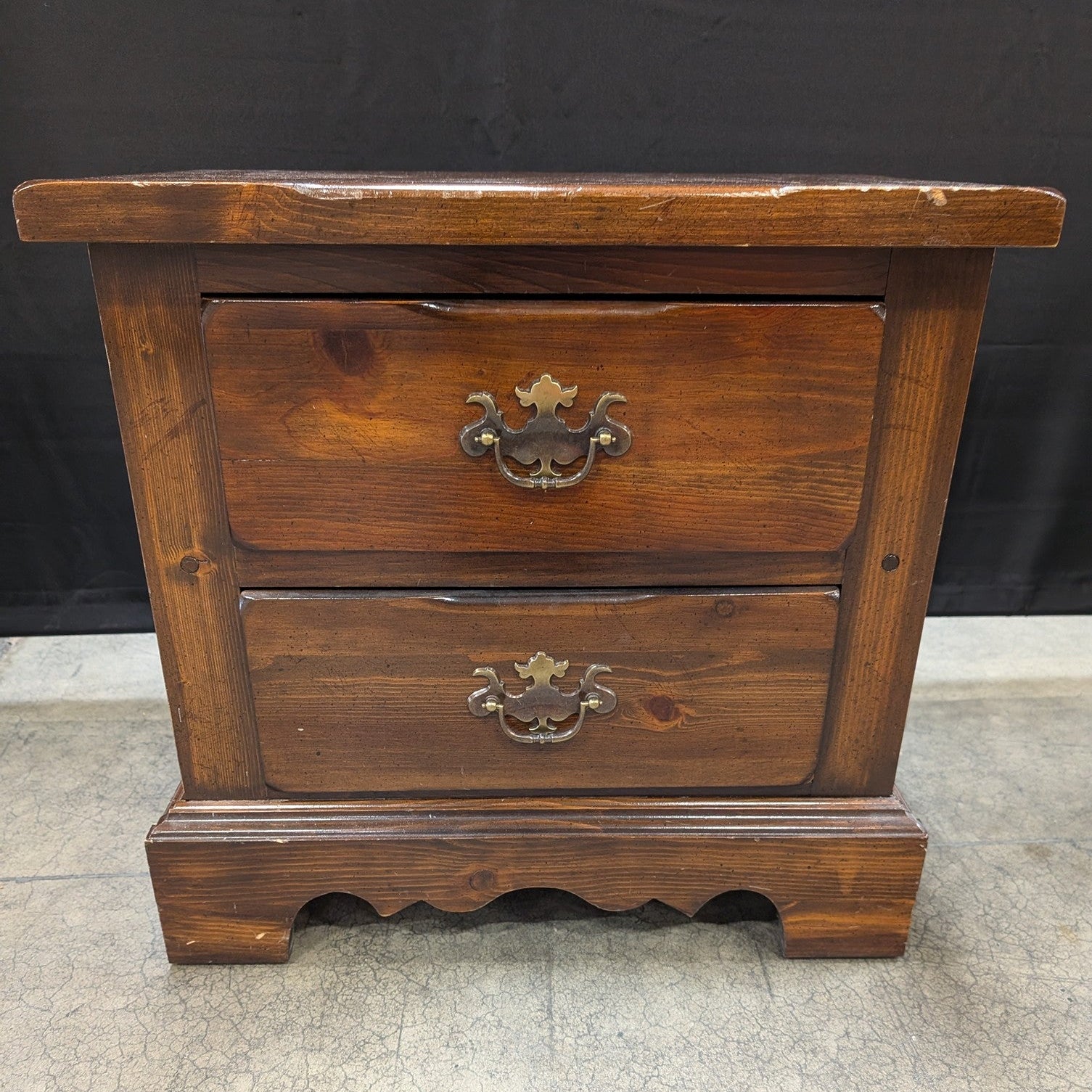 Open Hearth Rustic Wood Two-Drawer Nightstand