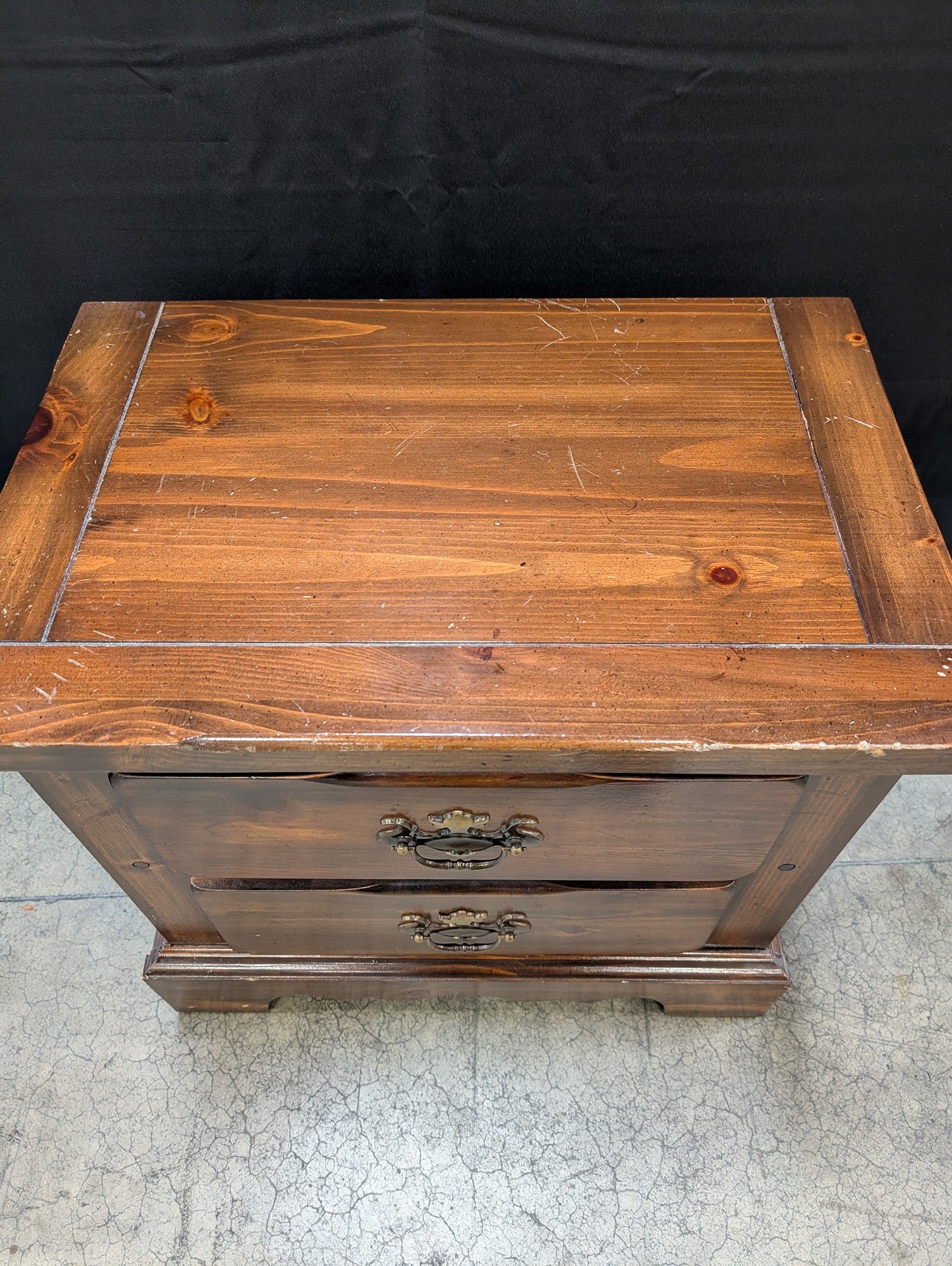 Open Hearth Rustic Wood Two-Drawer Nightstand