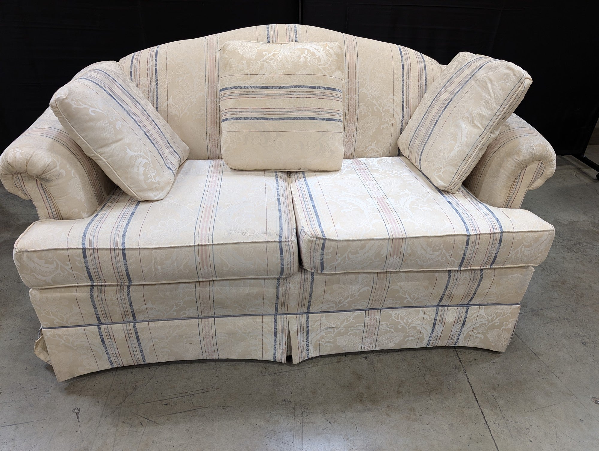 Pem-Kay Traditional Rolled Arm Striped Loveseat Sofa