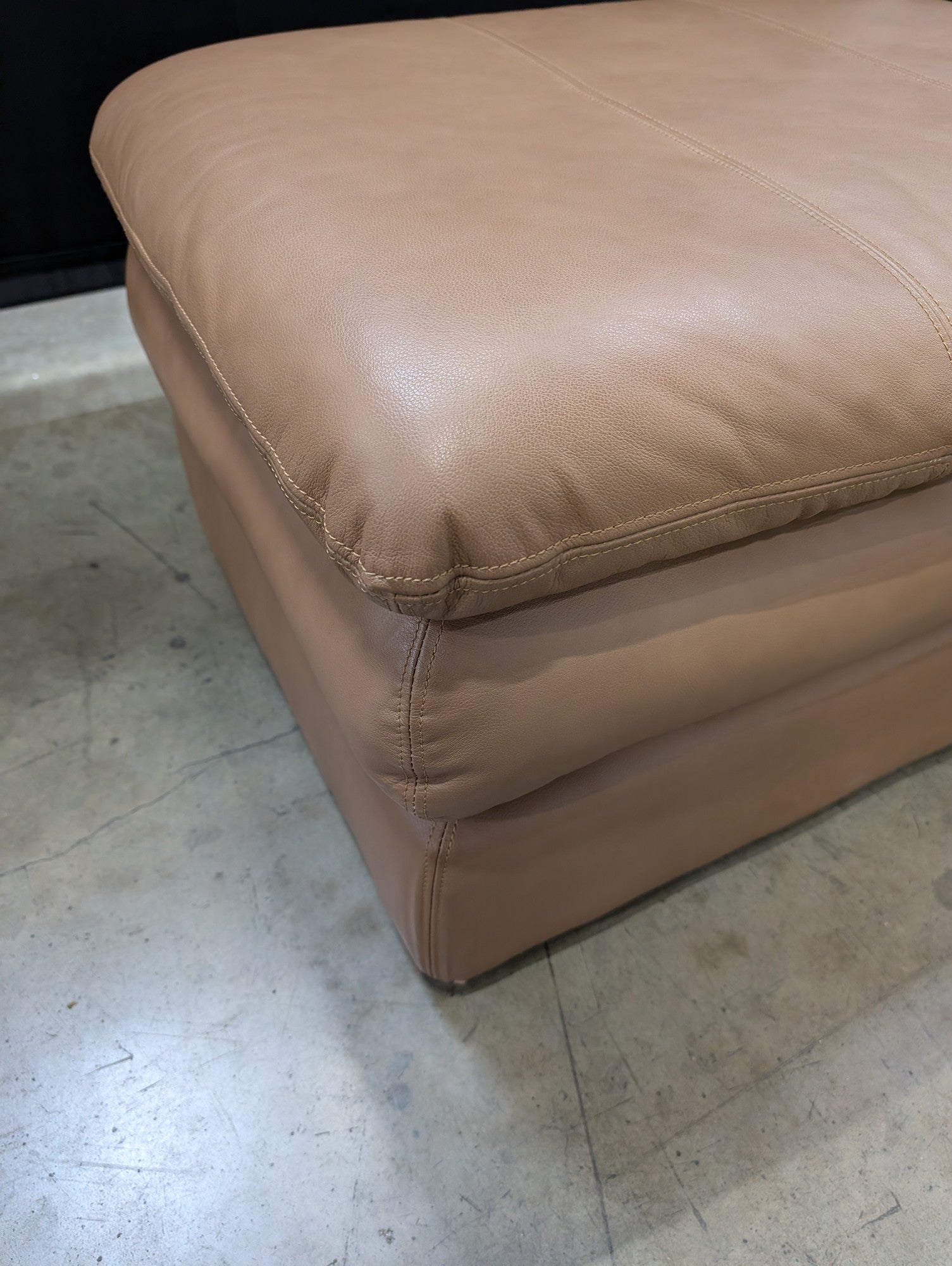 Tan Leather Ottoman