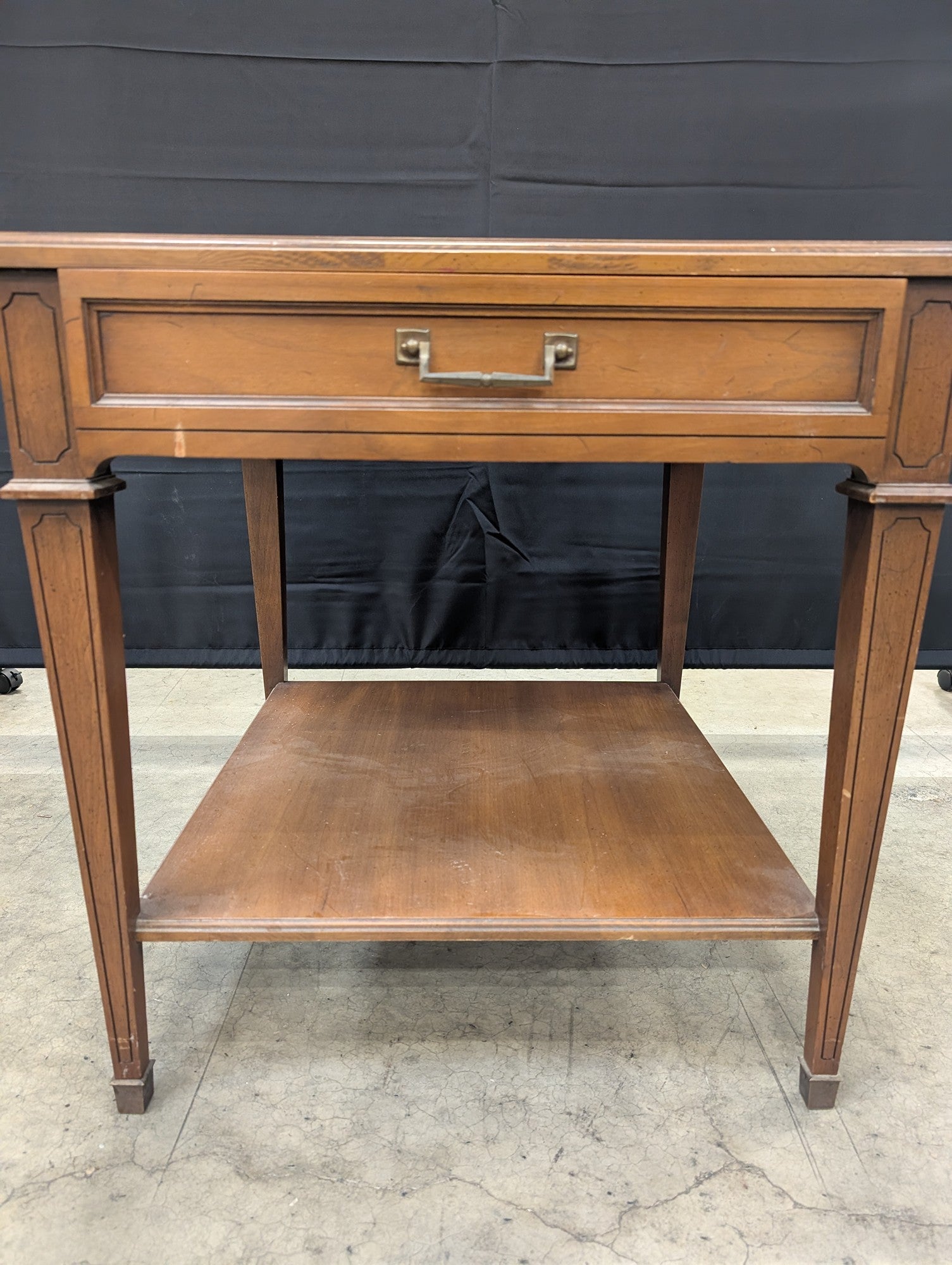 Heritage Stamped Hardwood Nightstand with Lower Shelf