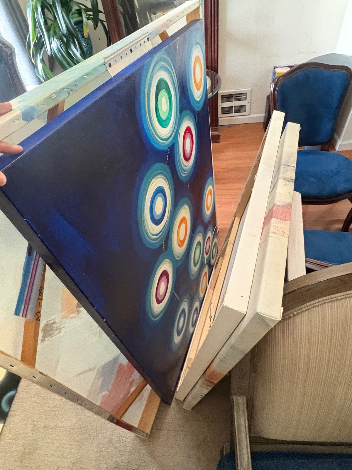 Vibrant Abstract Canvas Art with Concentric Circles