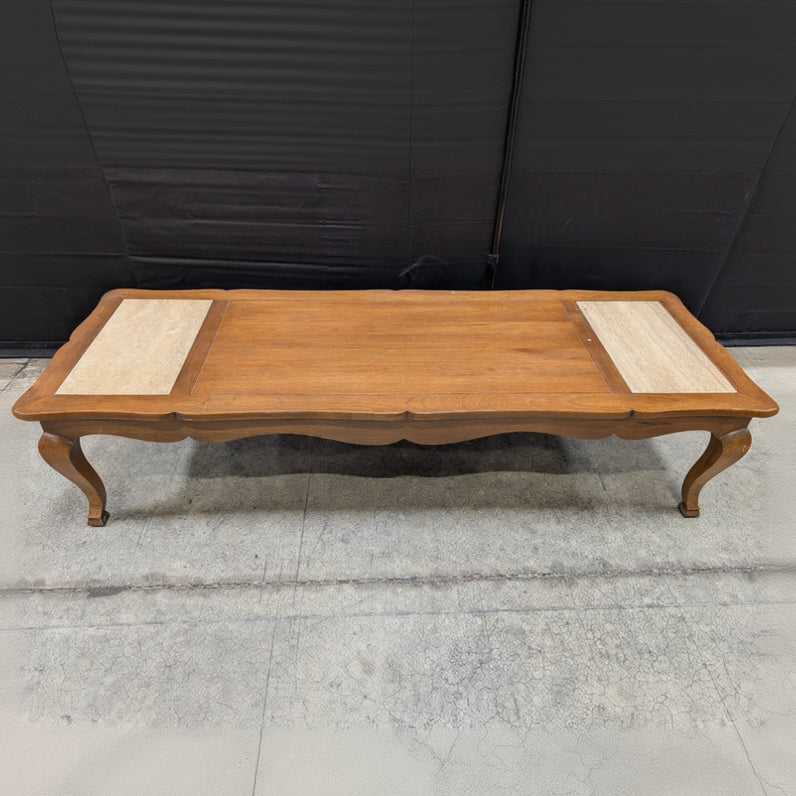 HERITAGE Wood Coffee Table with Stone Inlays
