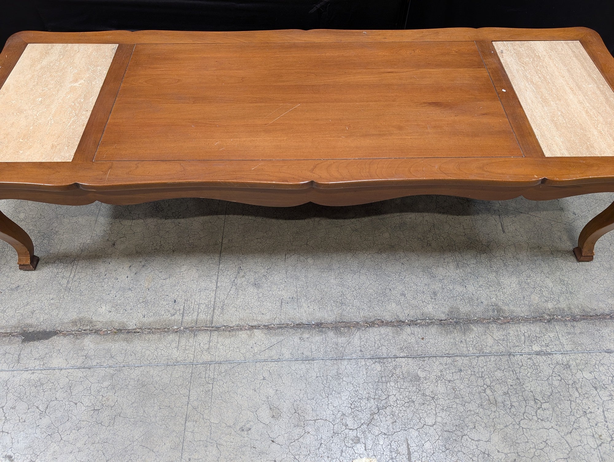 HERITAGE Wood Coffee Table with Stone Inlays | Stone-Damage