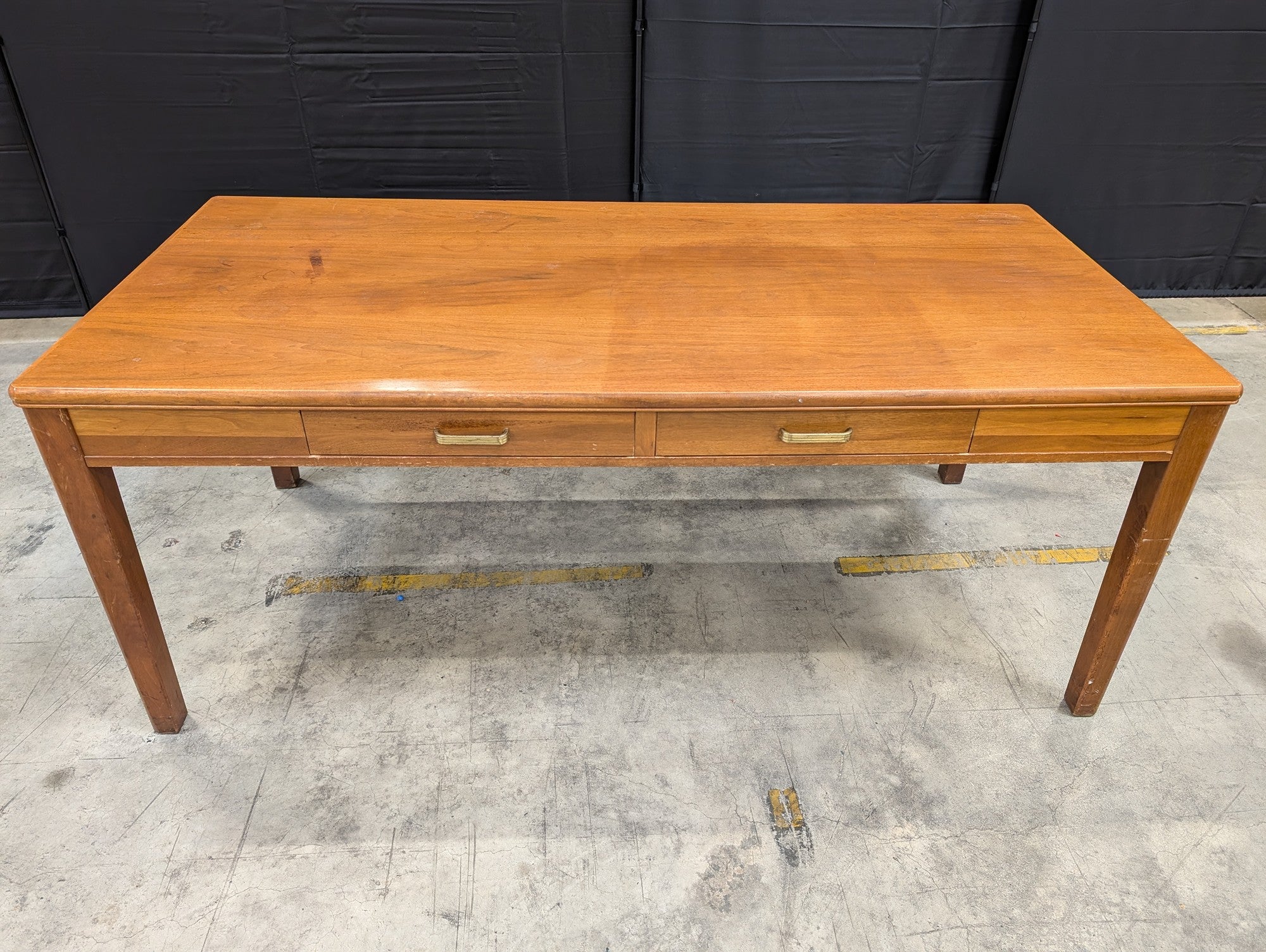 Mid-Century Style Wooden Desk with Two Drawers