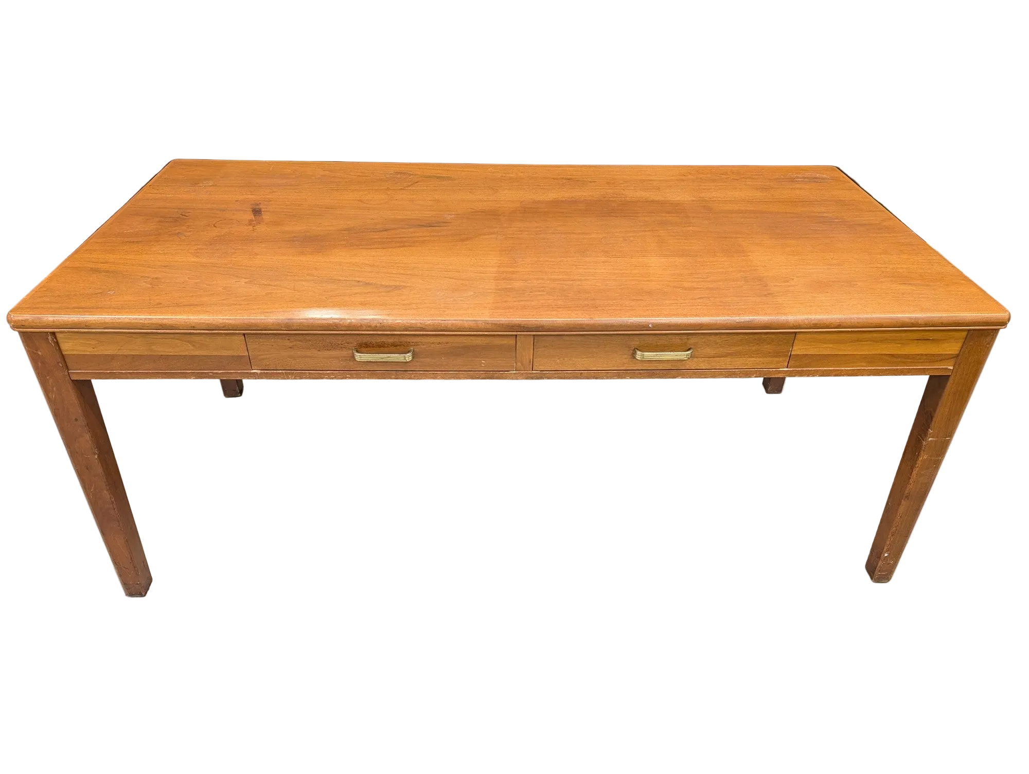 Mid-Century Style Wooden Desk with Two Drawers