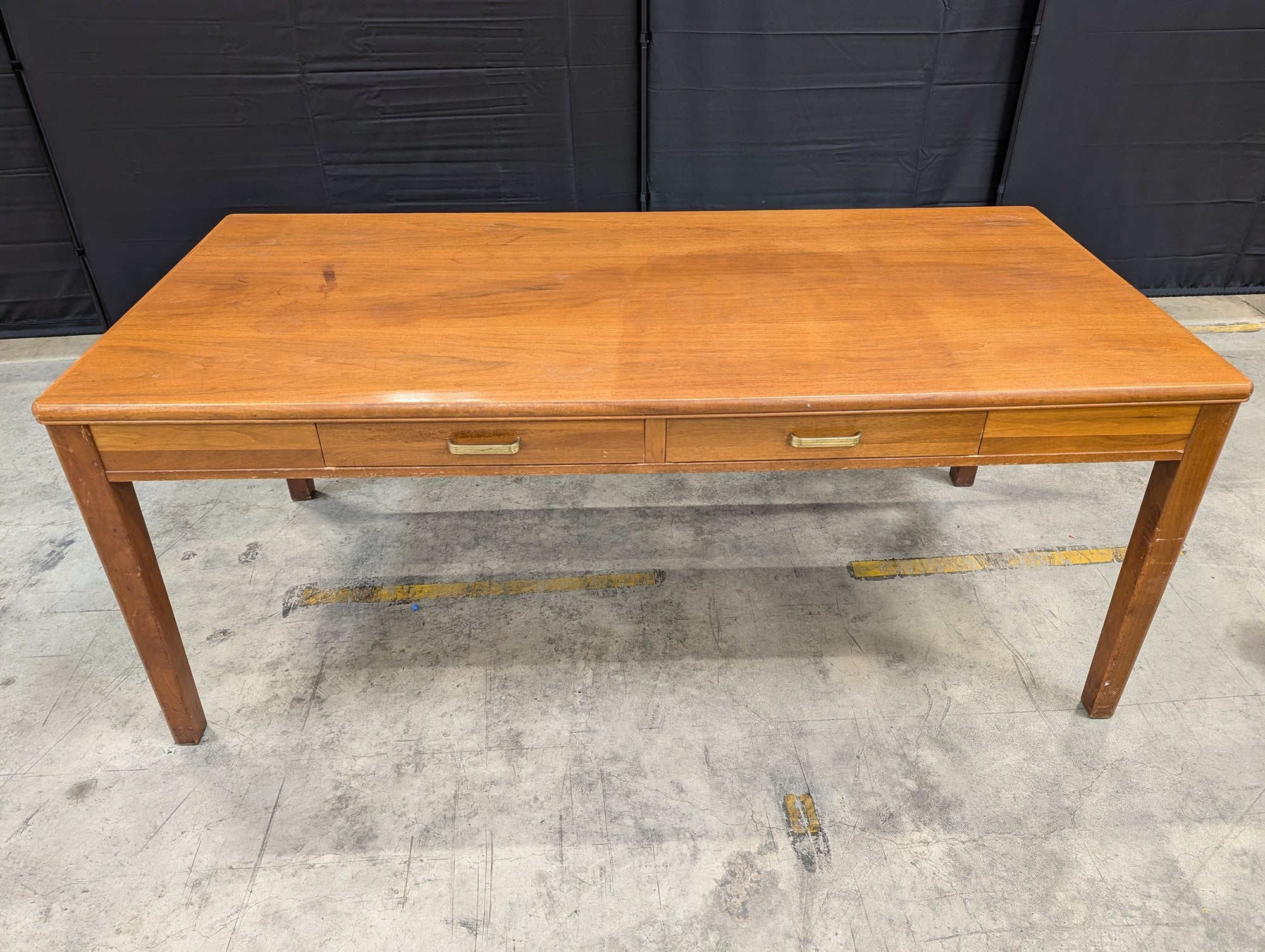 Mid-Century Style Wooden Desk with Two Drawers