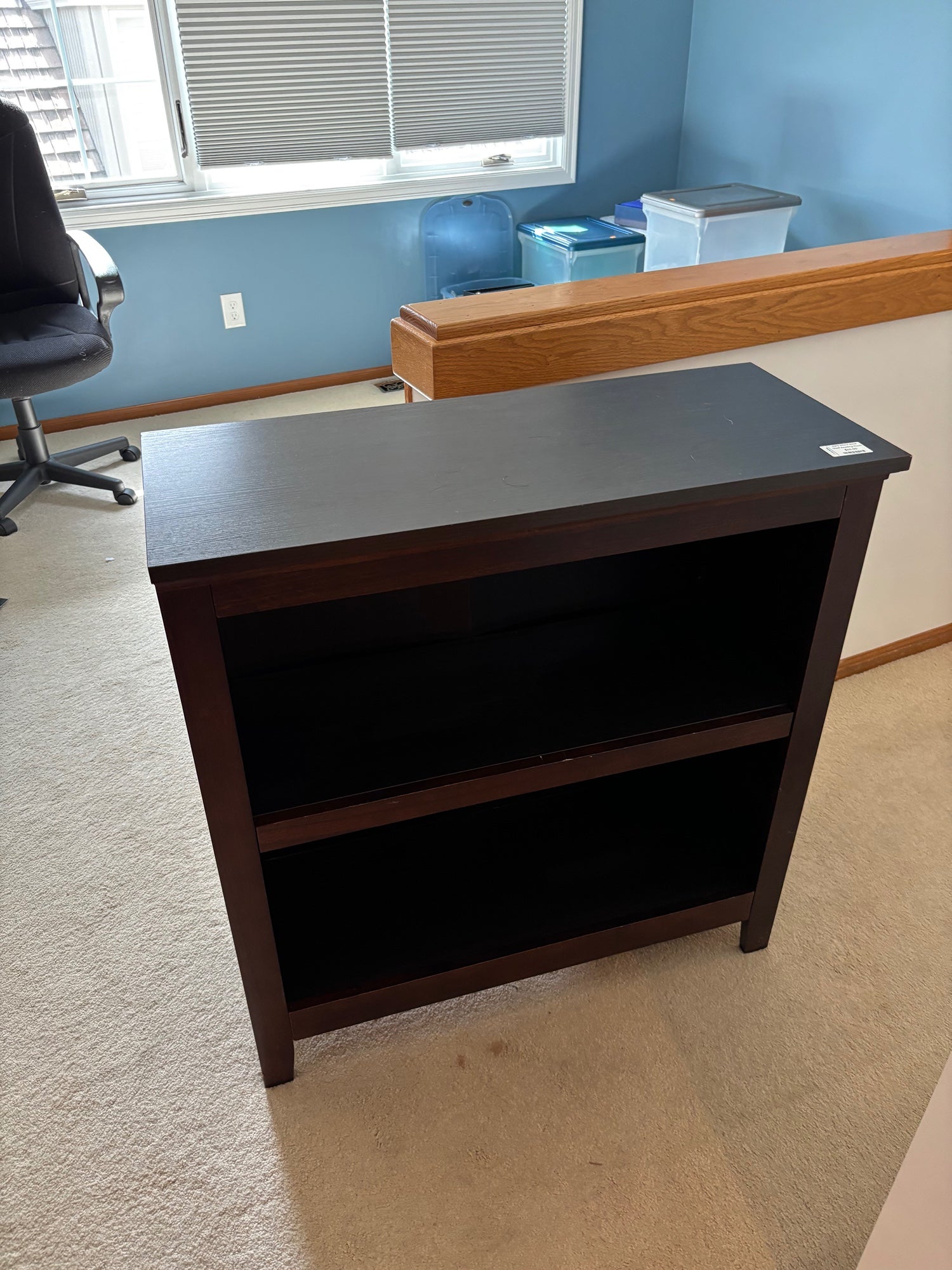 Compact Dark Brown Wood Grain 2-Shelf Storage Unit