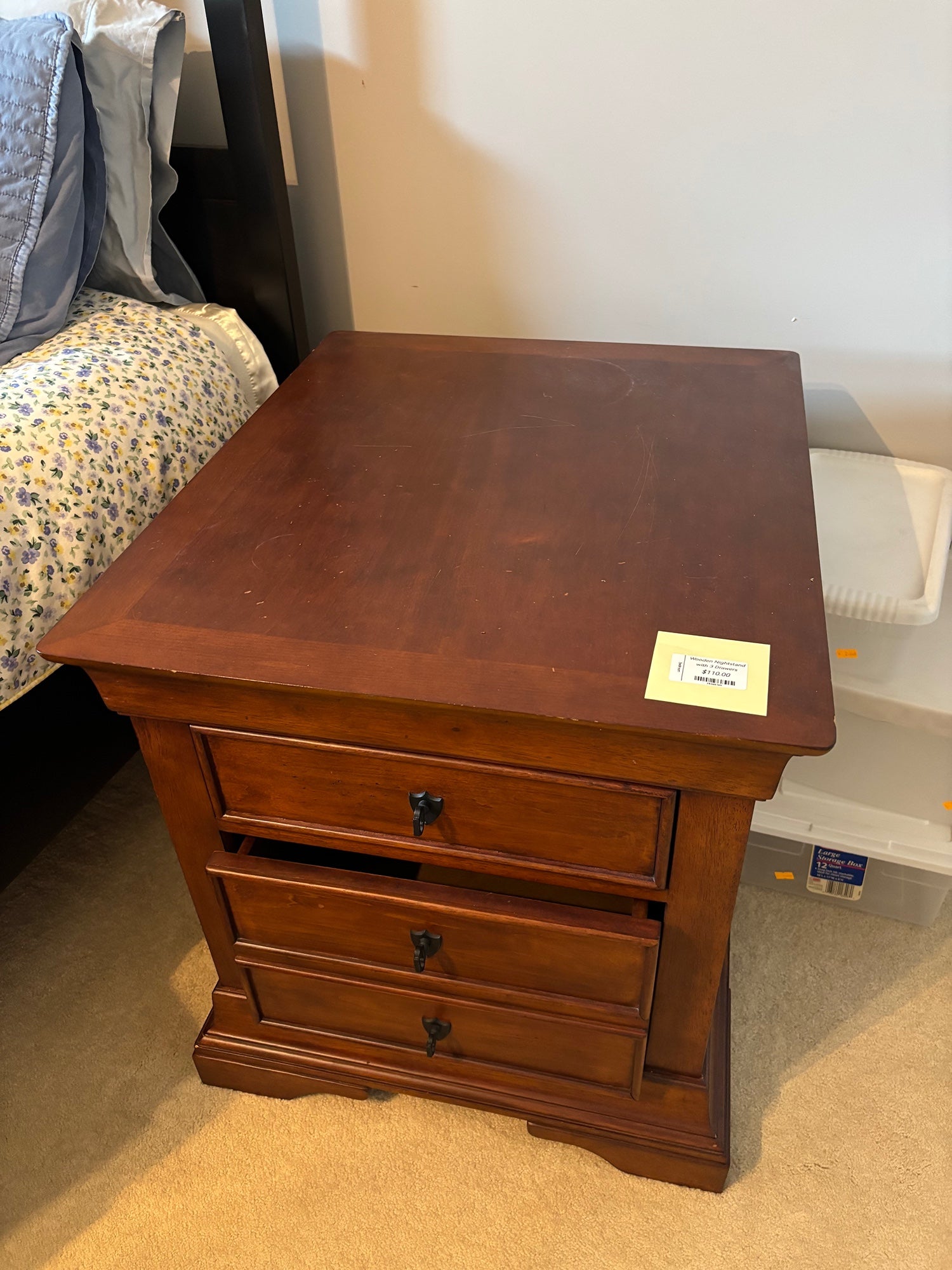 Traditional Dark Wood File Cabinet with Two Drawers