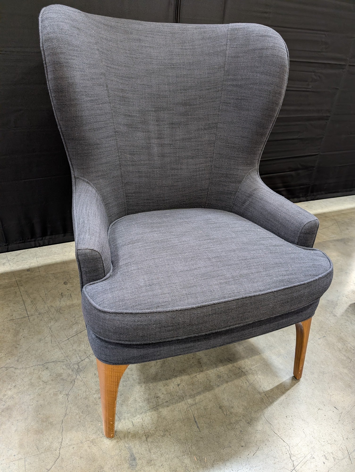 Modern Grey Upholstered Wingback Accent Chair with Tapered Legs