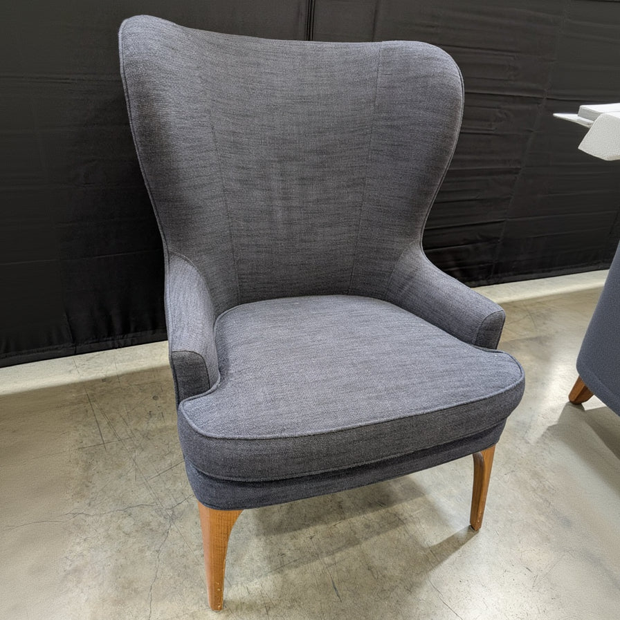 Modern Grey Upholstered Wingback Accent Chair with Tapered Legs