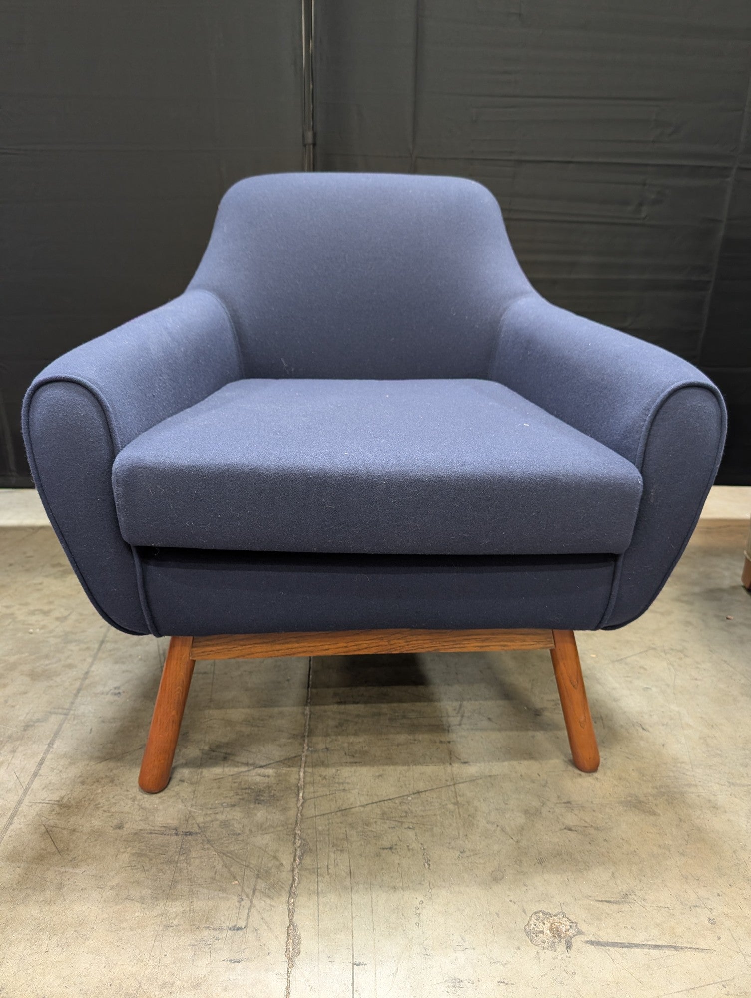 Mid-Century Modern Navy Blue Accent Chair
