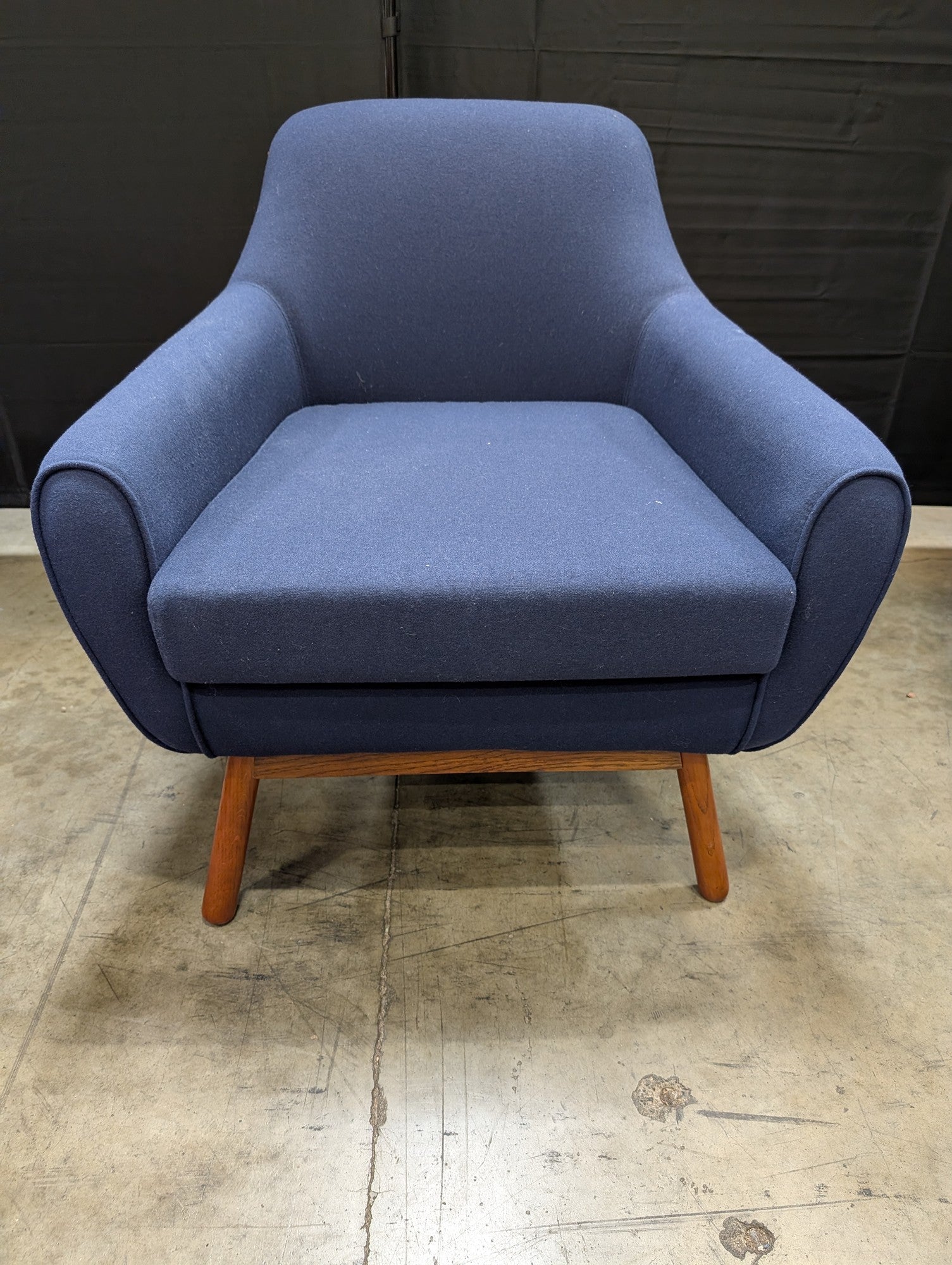 Mid-Century Modern Navy Blue Accent Chair