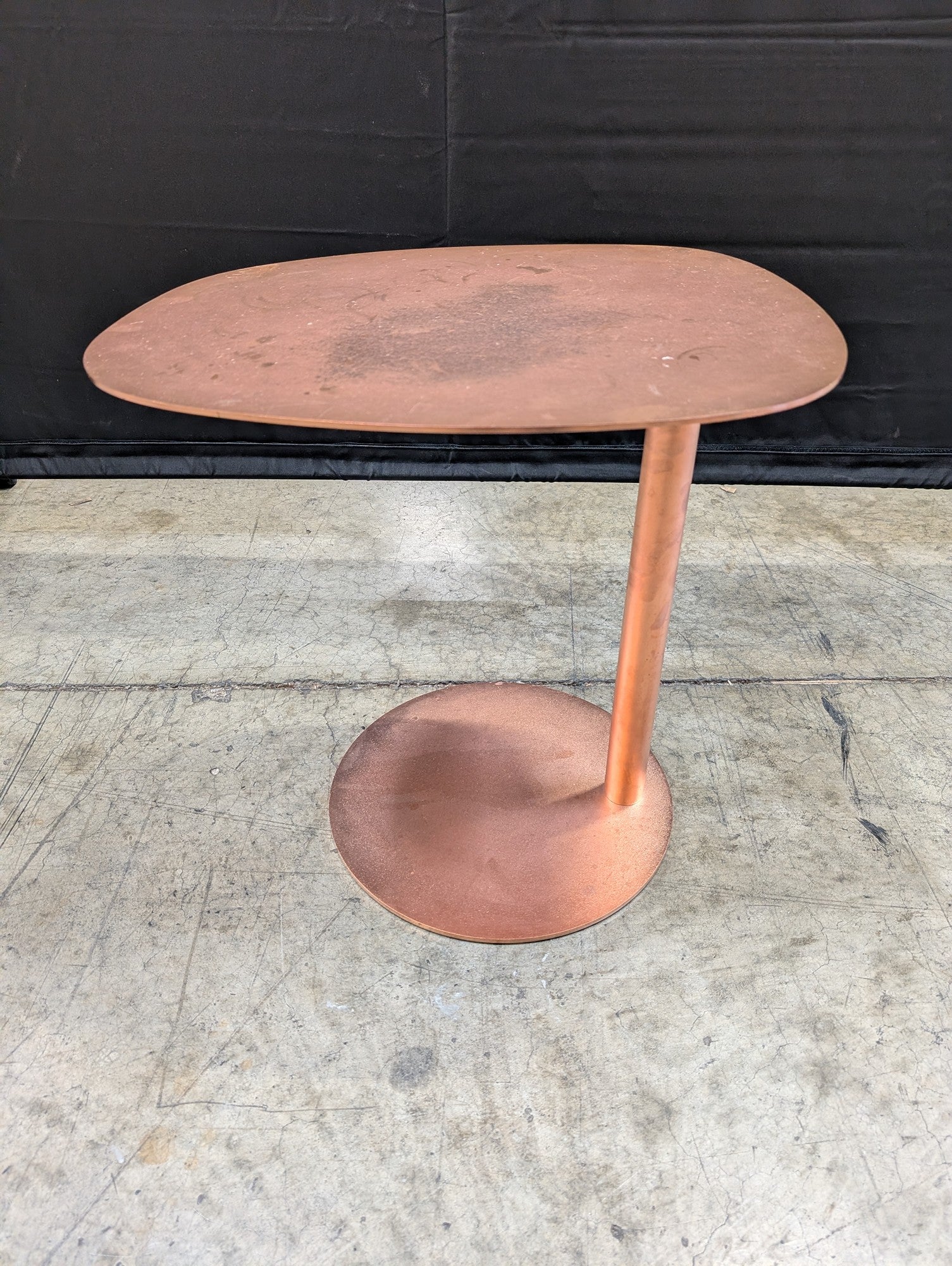 Contemporary Copper Tone Pedestal Side Table