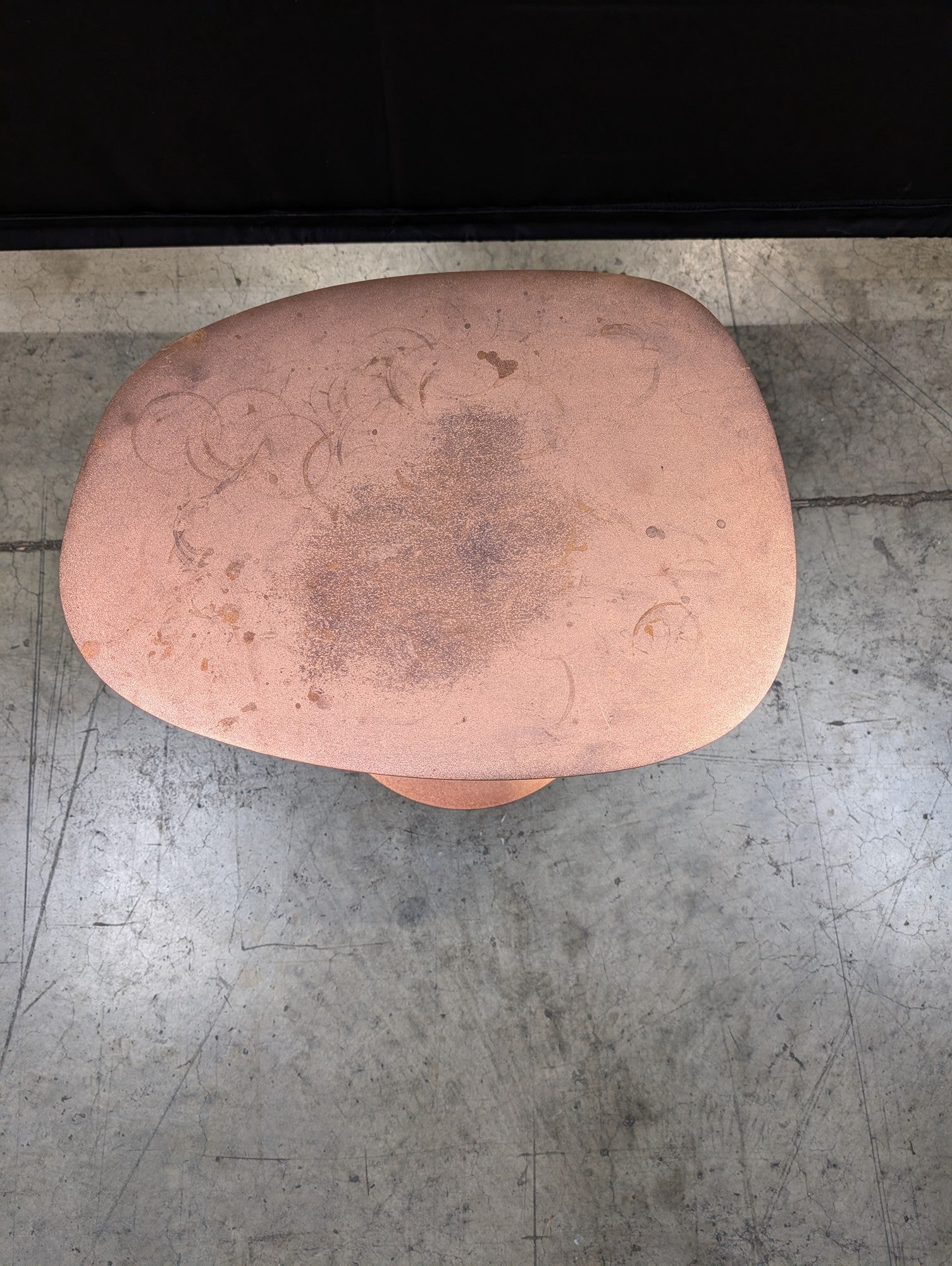 Contemporary Copper Tone Pedestal Side Table