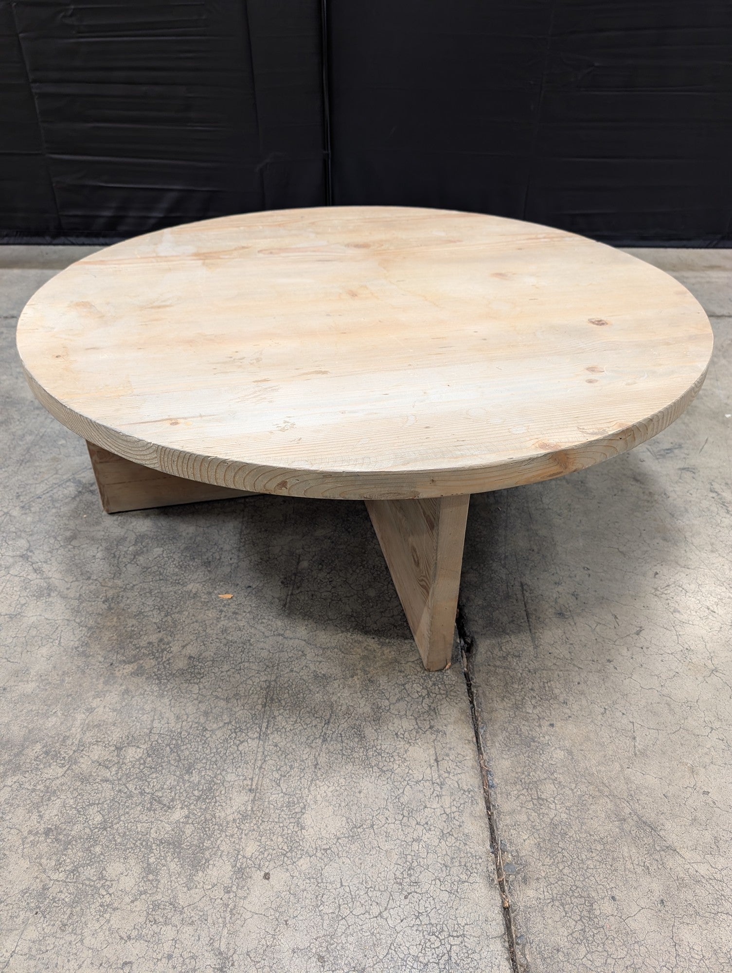 Natural Wood Round Living Room Coffee Table