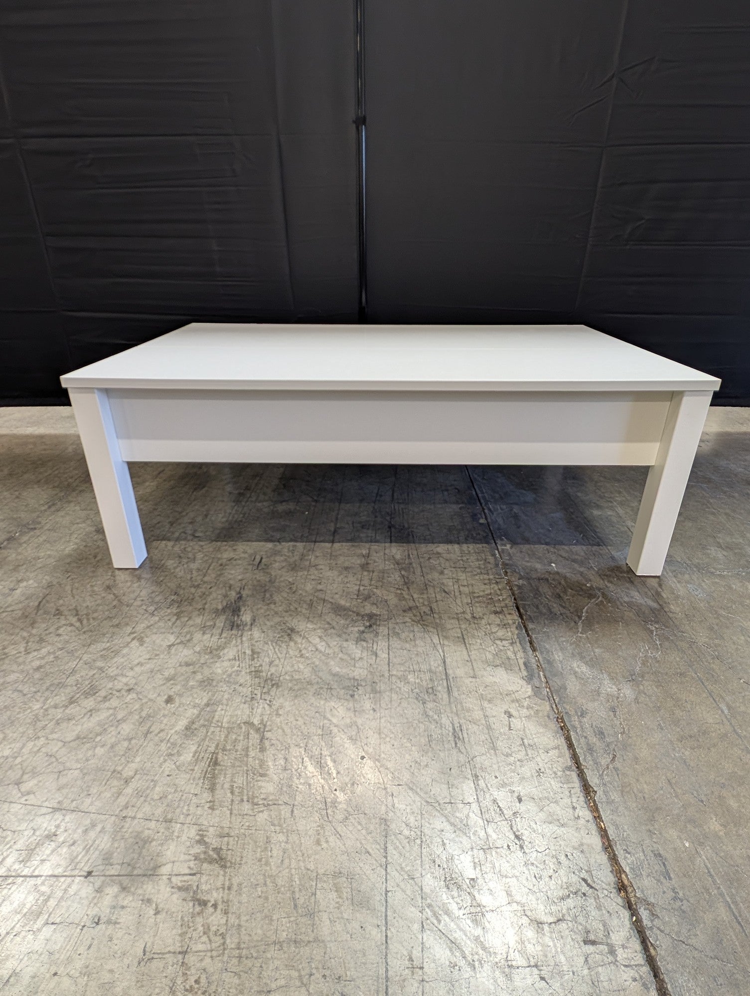 White IKEA Rectangular Coffee Table with Inside Storage