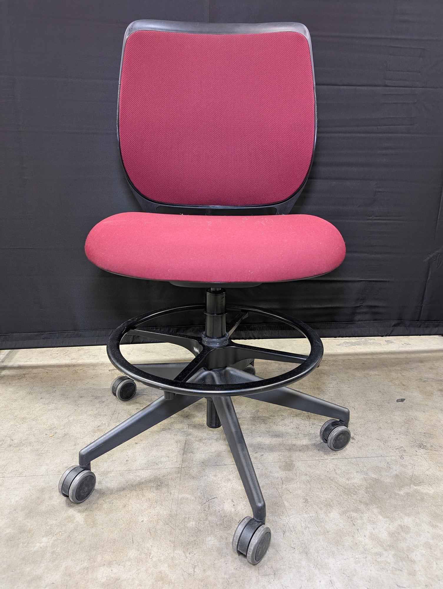Steelcase Red Fabric Adjustable Drafting Chair