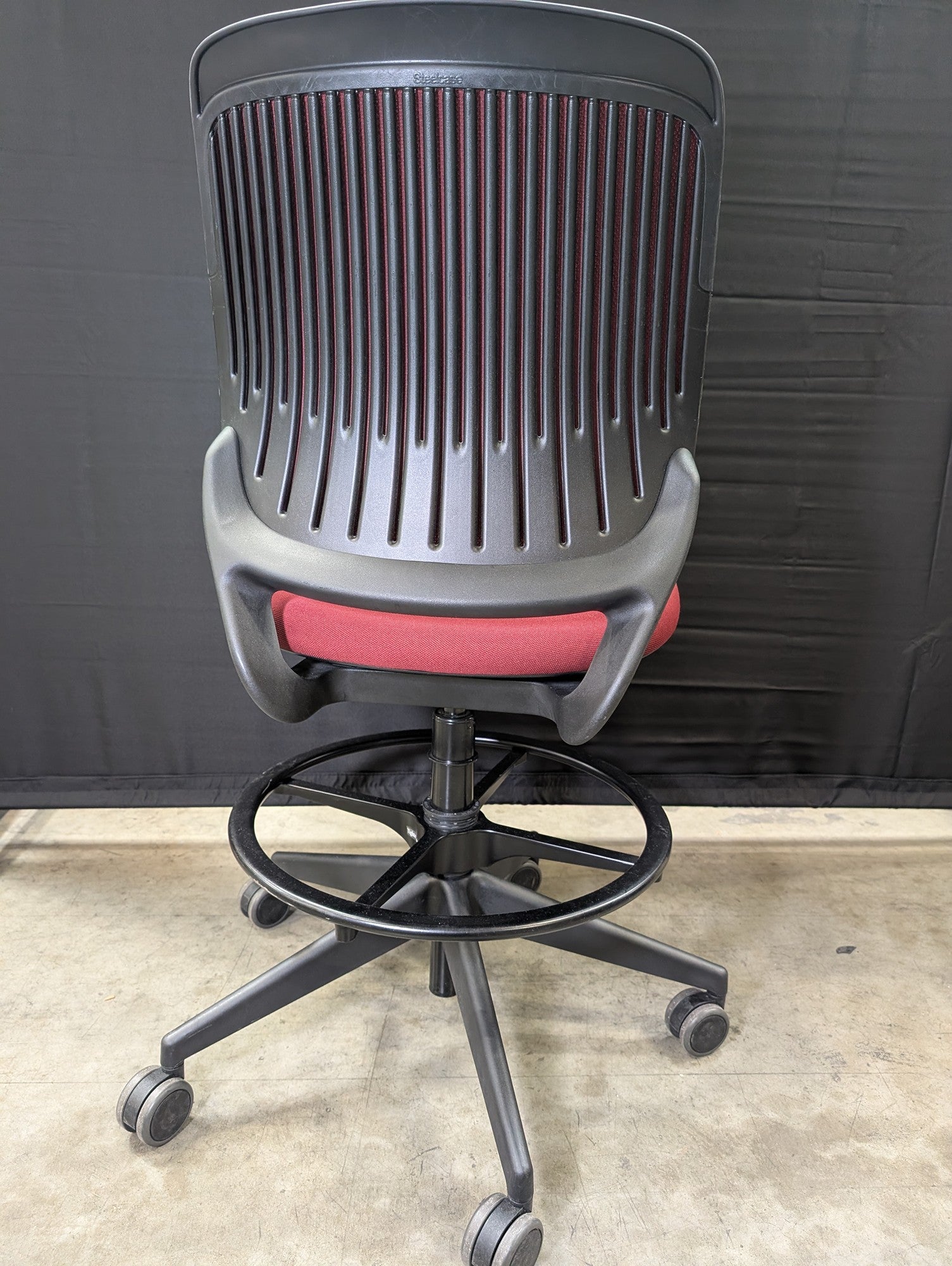 Steelcase Red Fabric Adjustable Drafting Chair