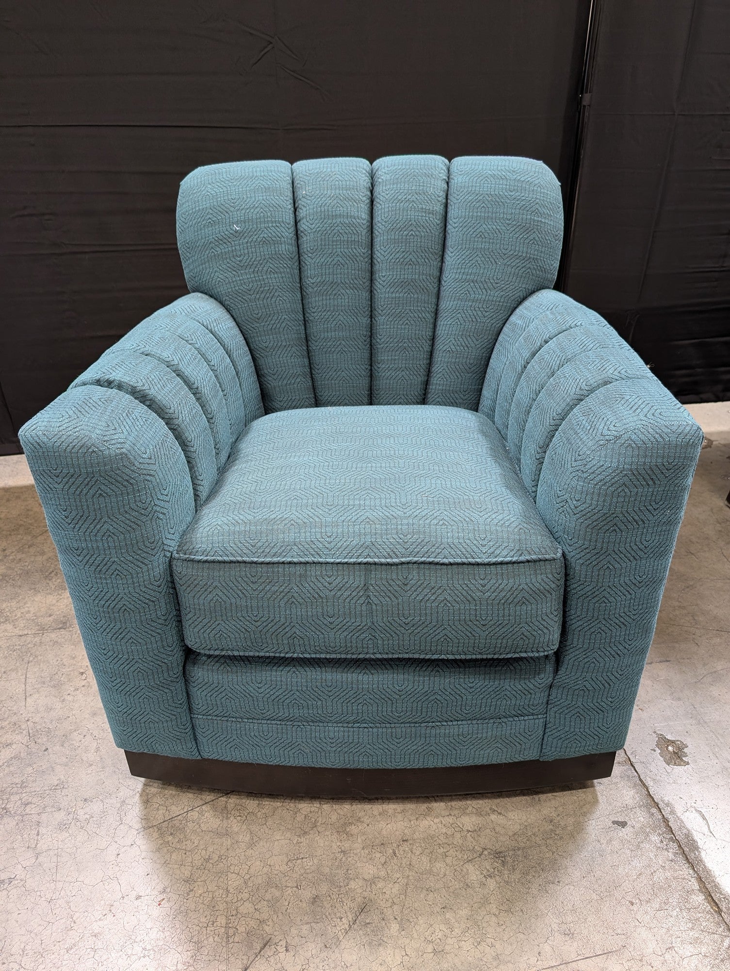 Michael Weiss Vanguard Furniture Teal Geometric Channel Tufted Armchair