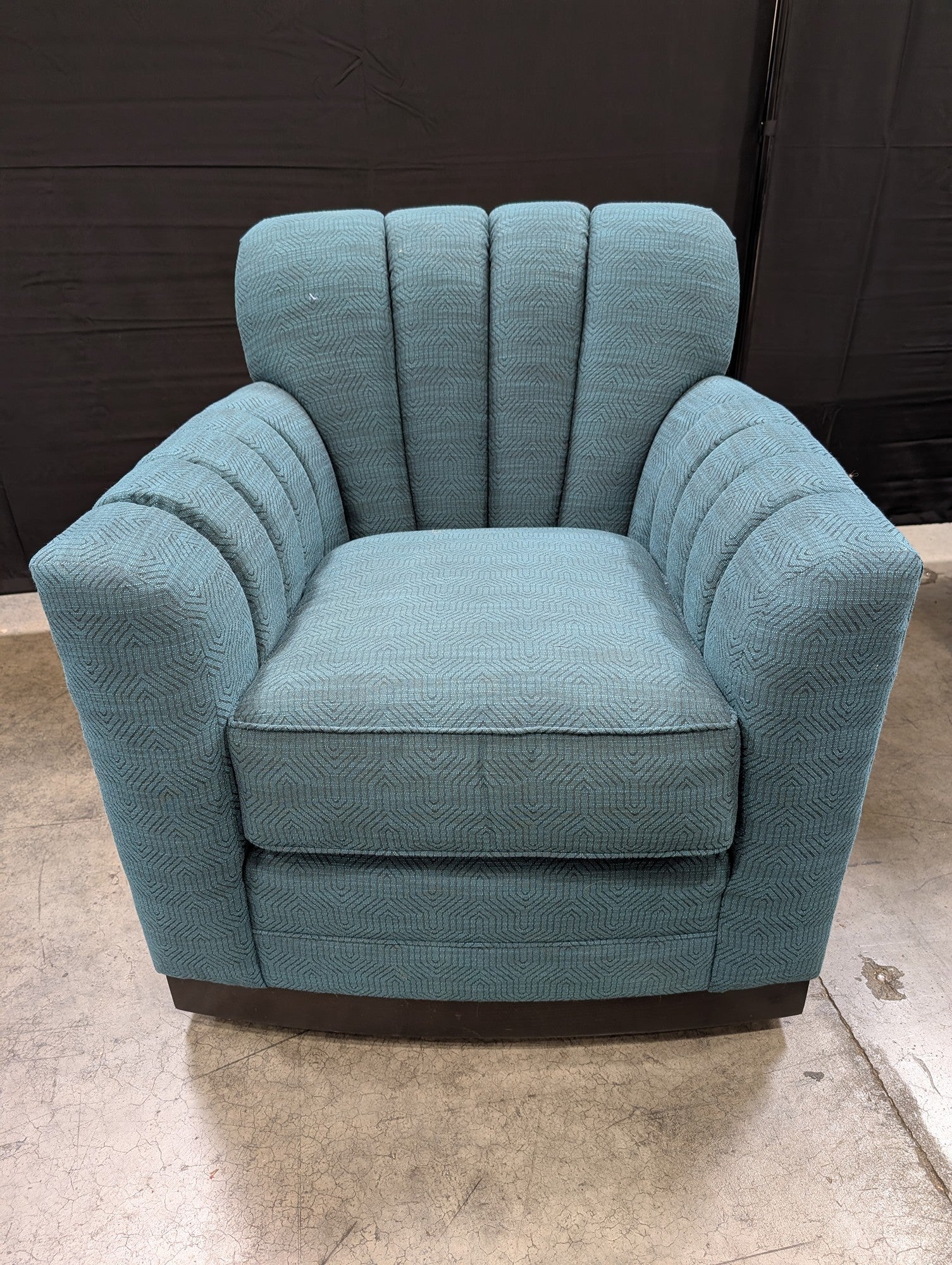 Michael Weiss Vanguard Furniture Teal Geometric Channel Tufted Armchair