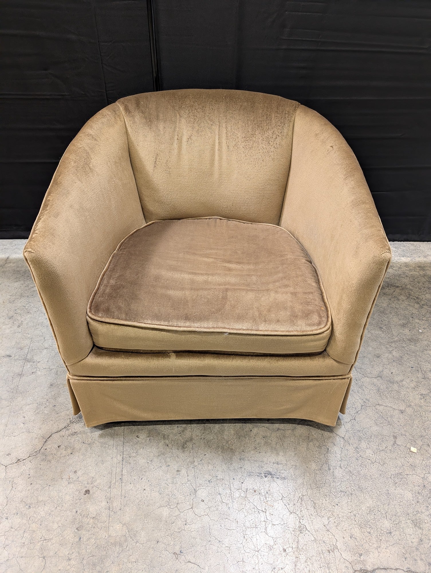 Plush Tan Barrel Accent Chair