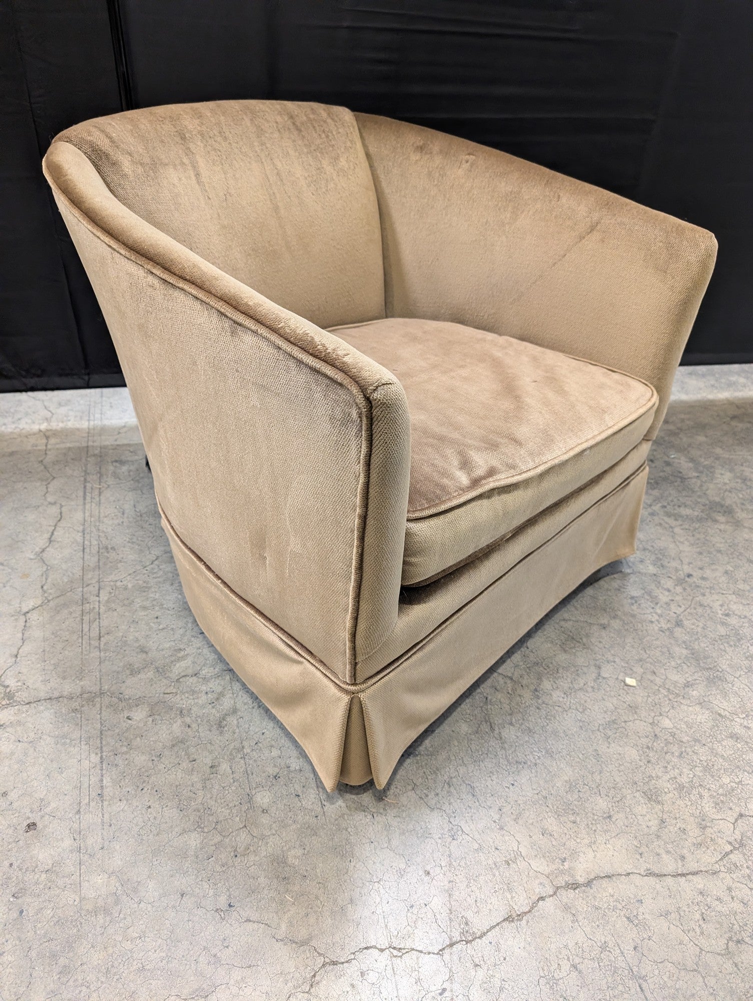Plush Tan Barrel Accent Chair