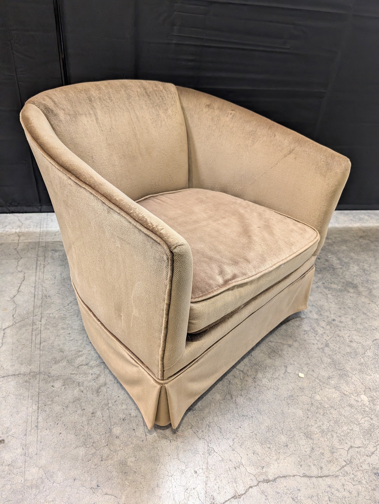 Plush Tan Barrel Accent Chair