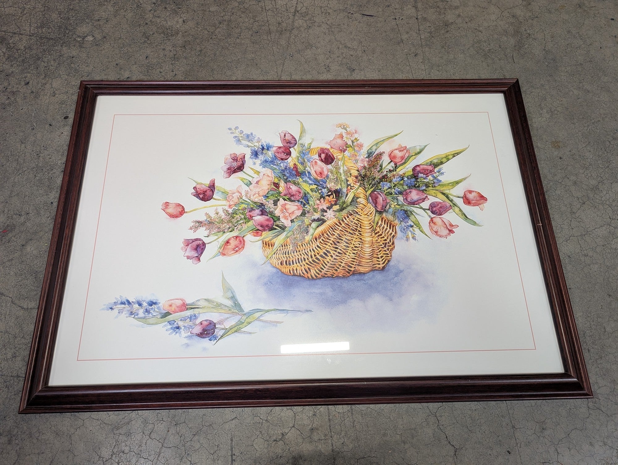 Vibrant Floral Basket Framed Wall Art Print