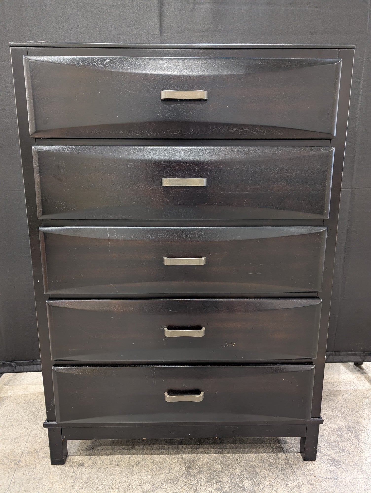 Espresso Five-Drawer Chest with Modern Bar Pulls